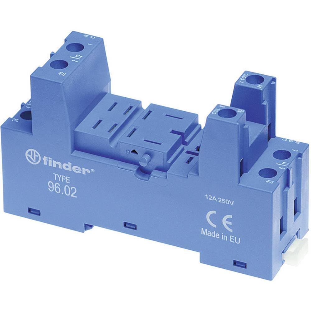 96.02 DIN Rail/Panel Mount Relay Socket for 56.32 Relay (Blue) - Screw Terminal Box Clamp - Industrial Control & Automation Applications