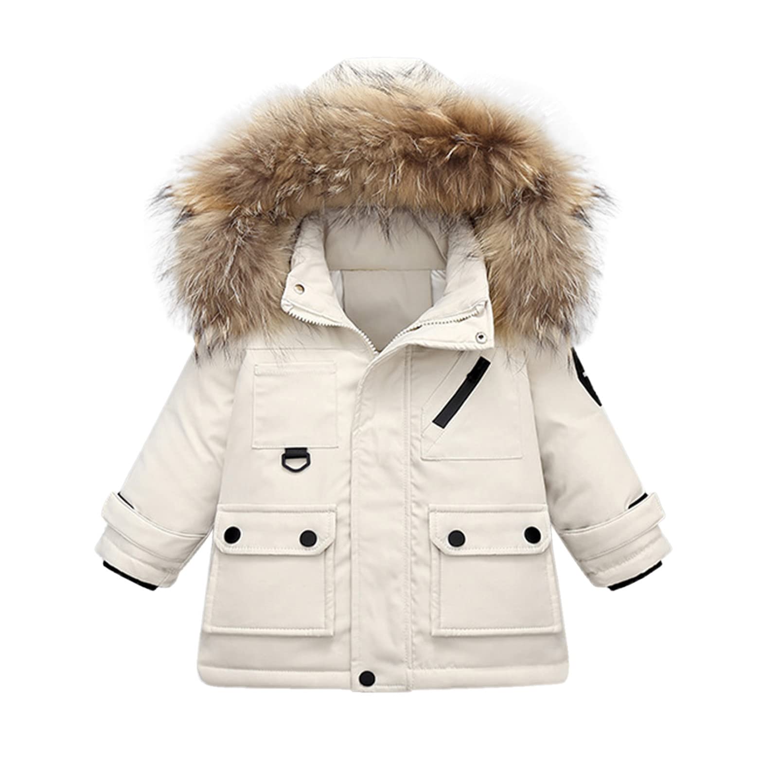 EnJoCho Toddler Winter Down Jumpsuit Set - Warm Hooded Down Coat for Baby Girls & Boys (White, 3-4 Years) - Perfect for Outdoor Play, Snow Days & Cold Weather Adventures