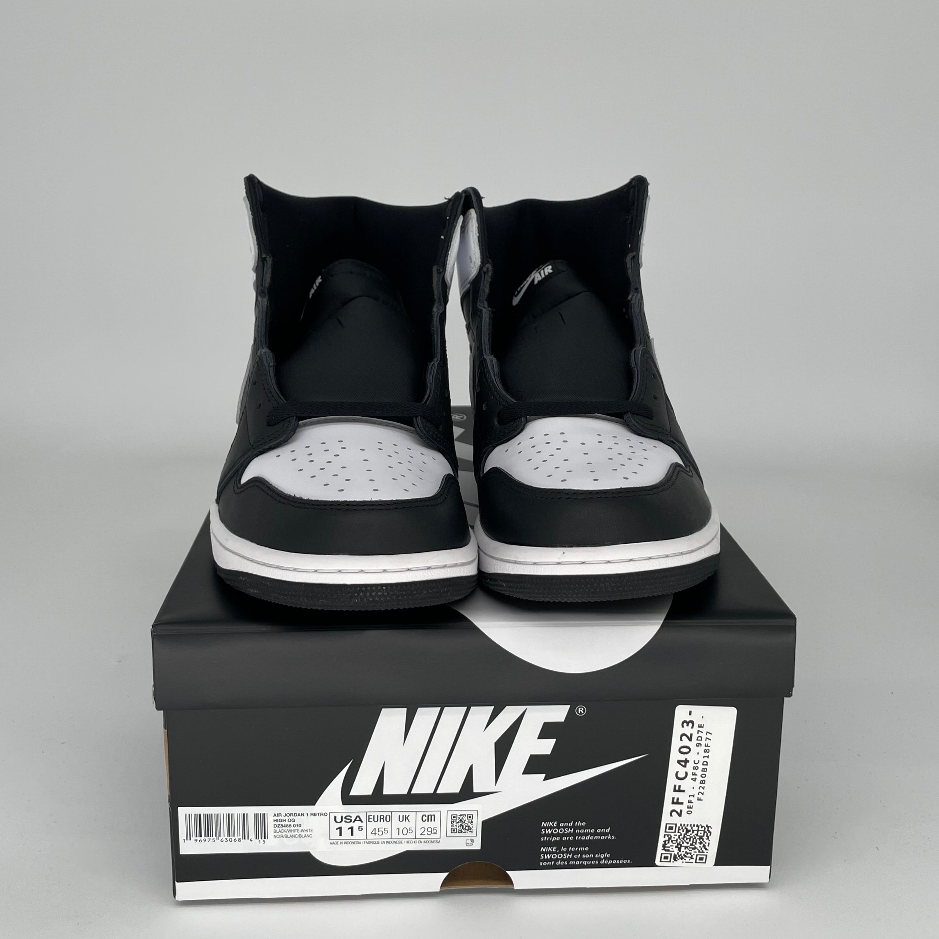 Original Air Jordan 1 Retro High OG 'Black White' Men's Basketball Shoes Size 11.5 (DZ5485-010) - Classic Sneakers for Streetwear, Casual Outfits & Basketball Games
