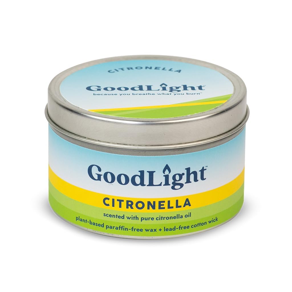 GoodLight Paraffin-Free Scented Candle | Non-Toxic Clean Burning Tin Candles with Citronella Essential Oil | Travel, Camping & Outdoor Mosquito Repellent Candle