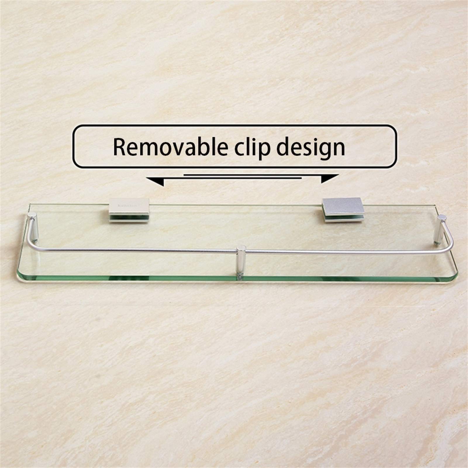 Floating Glass Shelves for Shower - Wall Mounted Bathroom Storage Organizer with Aluminum Brackets - Easy to Install Hanging Shelf (35cm) - Perfect for Shampoo, Soap & Towel Storage in Bathroom
