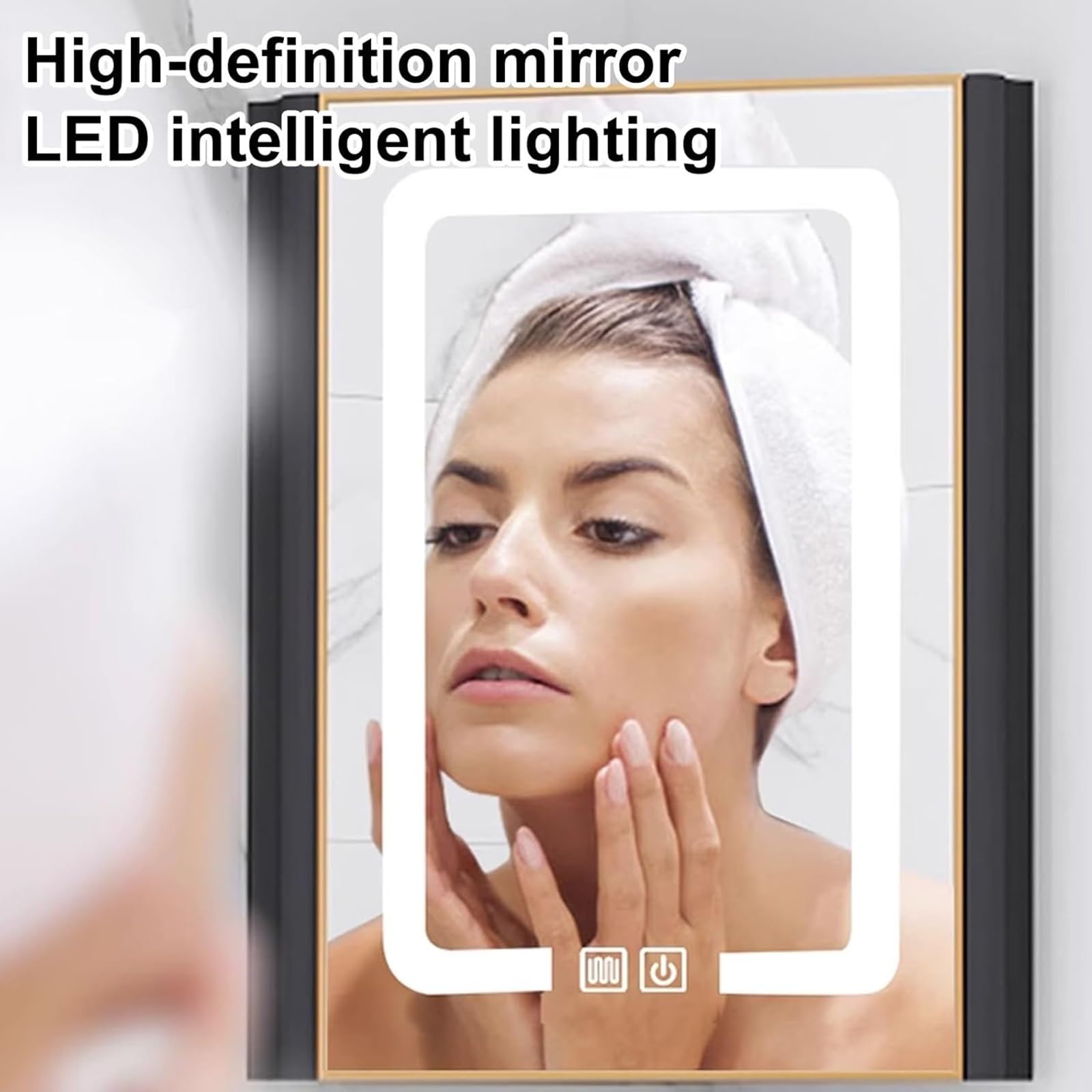 Corner Ceramic Sink Vanity Set with Anti-Fog LED Mirror & Storage Cabinet - Wall Mounted Modern Bathroom Furniture for Small Spaces (White) - Perfect for Compact Bathrooms, Powder Rooms, and Space-Saving Home Designs