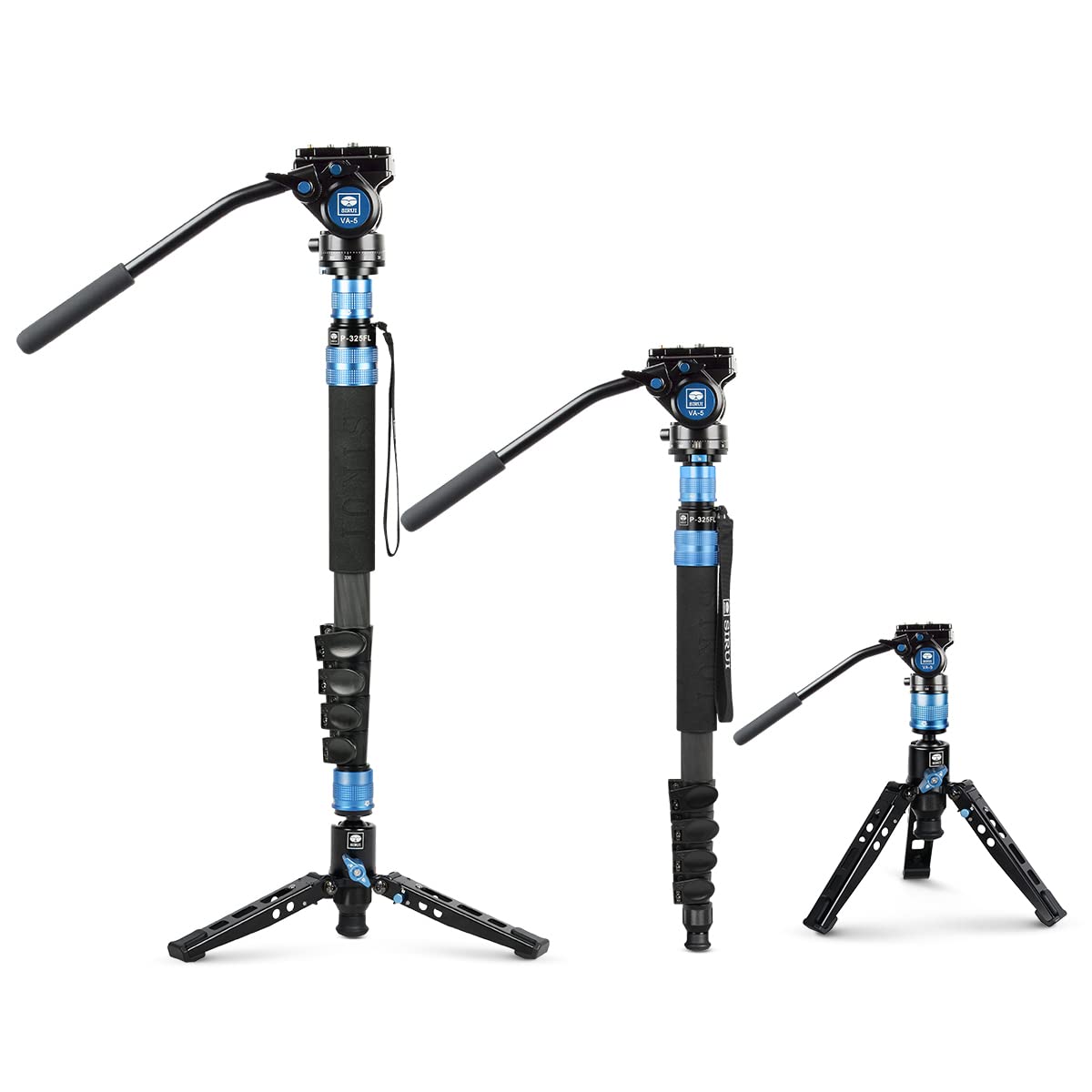 SIRUI P-325FL 178cm Carbon Fiber Camera Monopod with Removable Tripod Base & VA-5 Fluid Head - Professional DSLR Monopod for Photography, Videography, Travel - Supports 10kg Load for DSLR Cameras, Video Camcorders - Perfect for Outdoor Shooting, Sports Events & Travel Vlogging