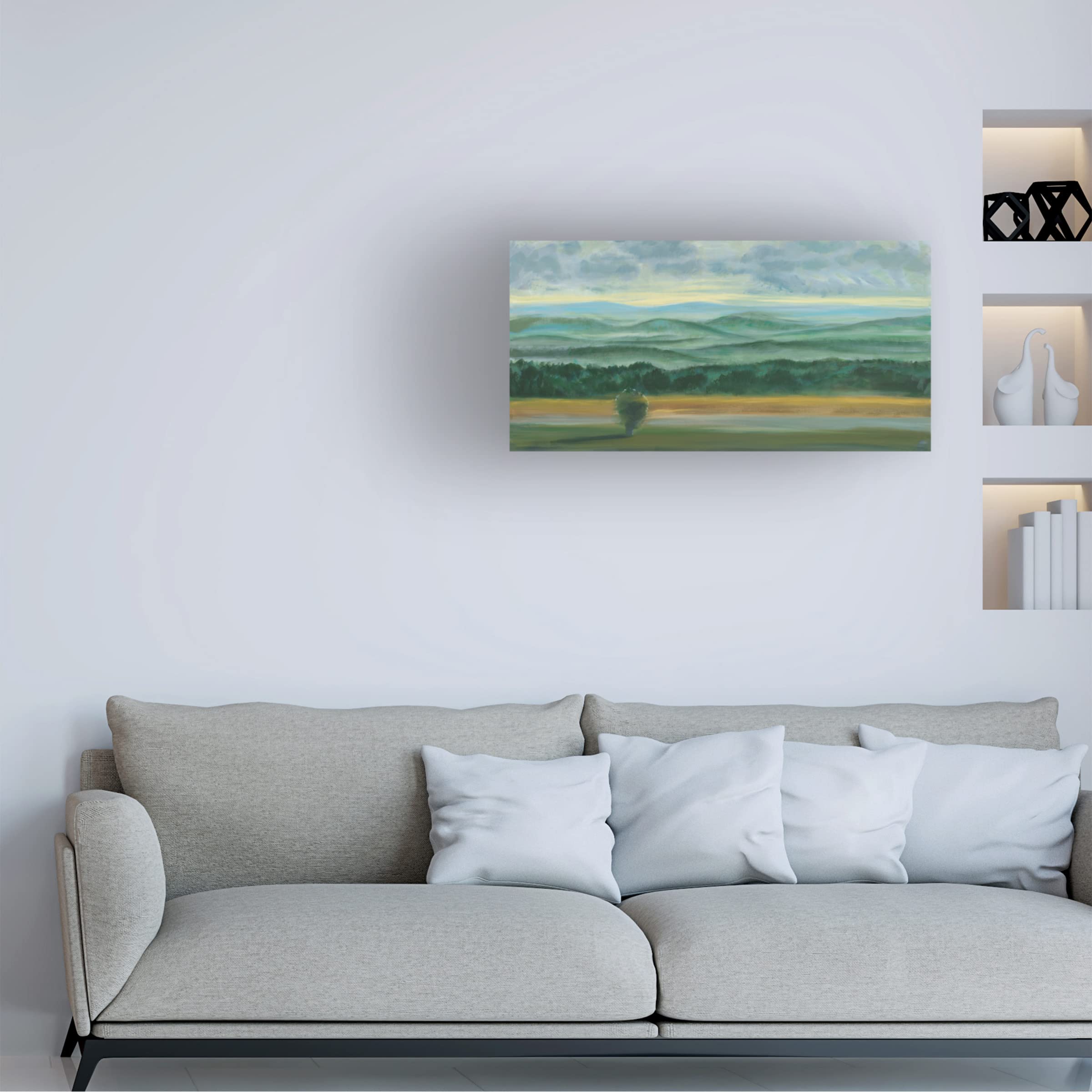 Julie Joy 'Misty Mountain View II' Canvas Wall Art Print - Landscape Nature Painting for Living Room, Bedroom & Office Decor
