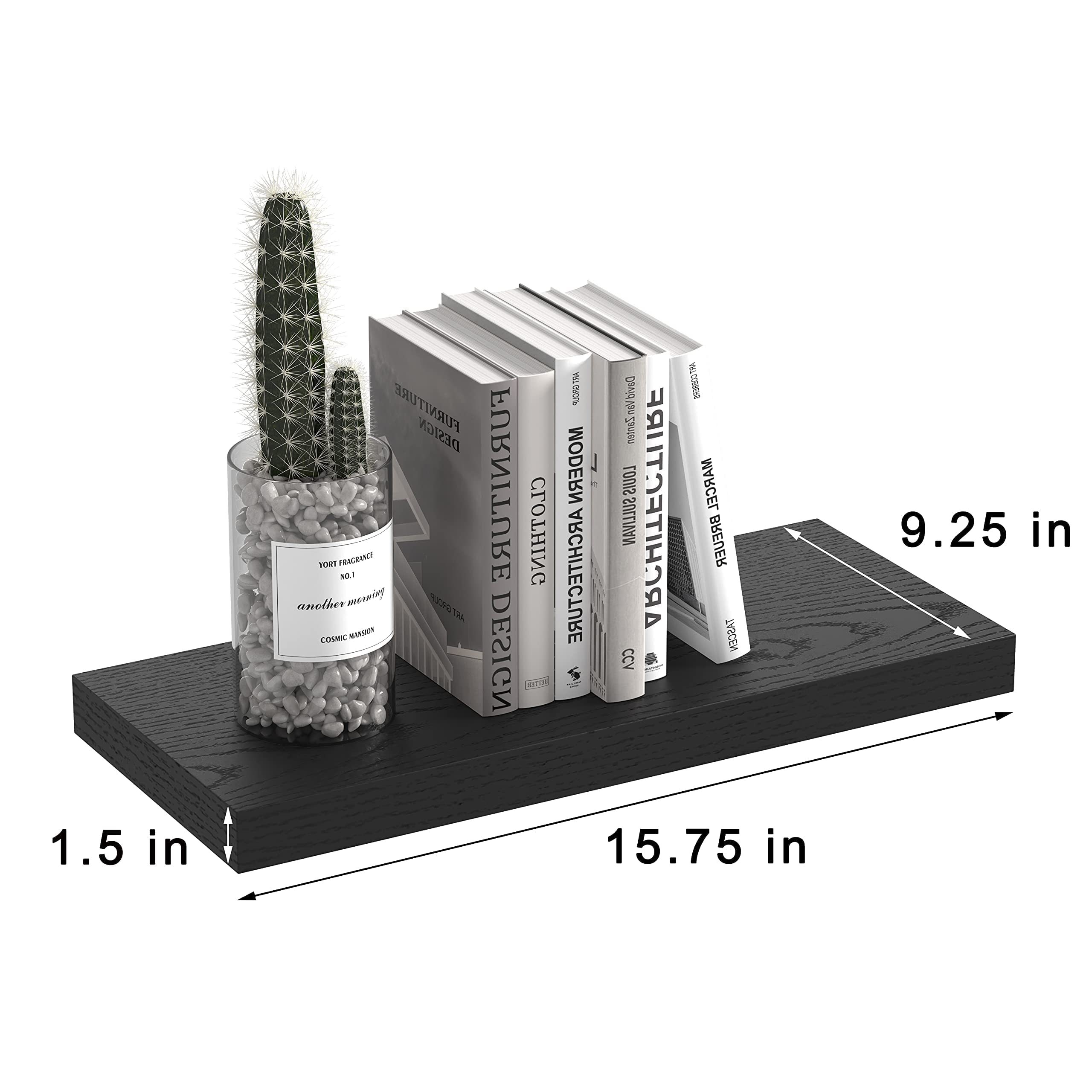 Premium Black Floating Shelves Set of 2 - Invisible Wall Mounted Wooden Shelves & 5-Tier Corner Shelf for Home Organization - Perfect for Living Room, Bedroom, Bathroom, Kitchen & Office Storage | Space-Saving Wall Decor & Display Solution