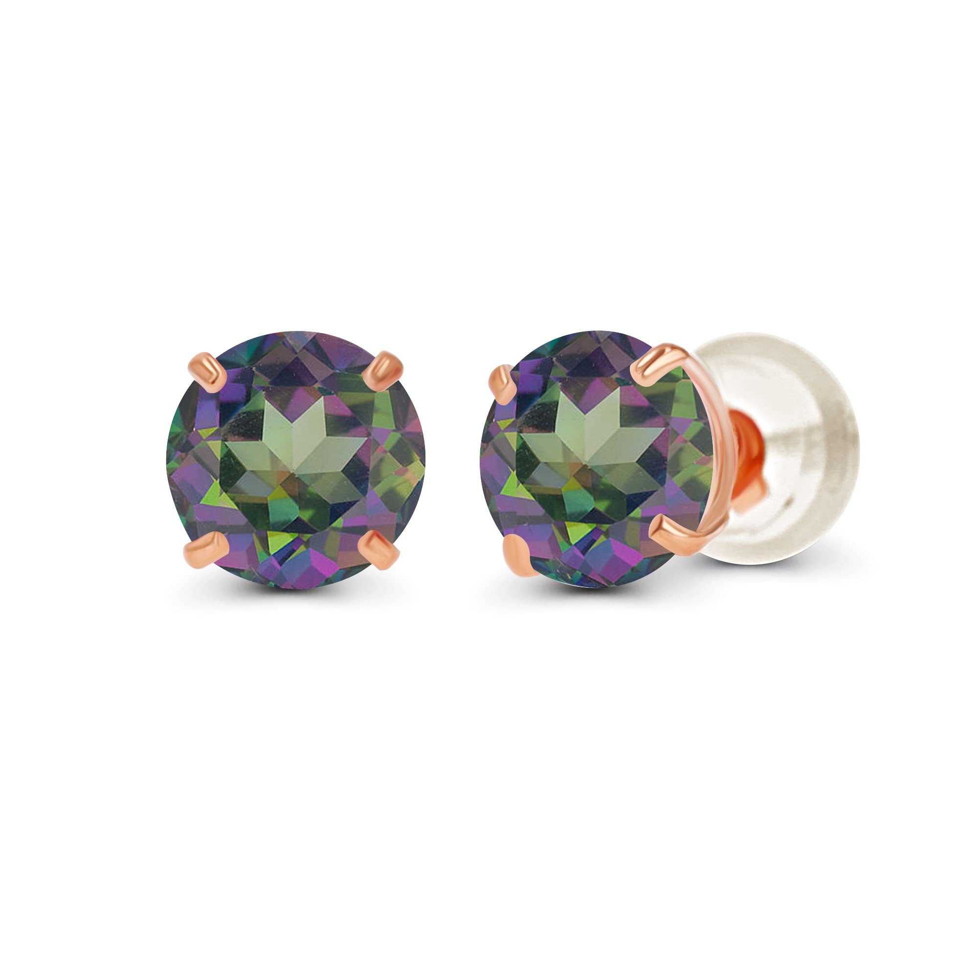 925 Sterling Silver Gold Plated 4mm Round Genuine Birthstone Stud Earrings for Women & Girls - Hypoallergenic Jewelry for Everyday Wear, Gifts & Special Occasions