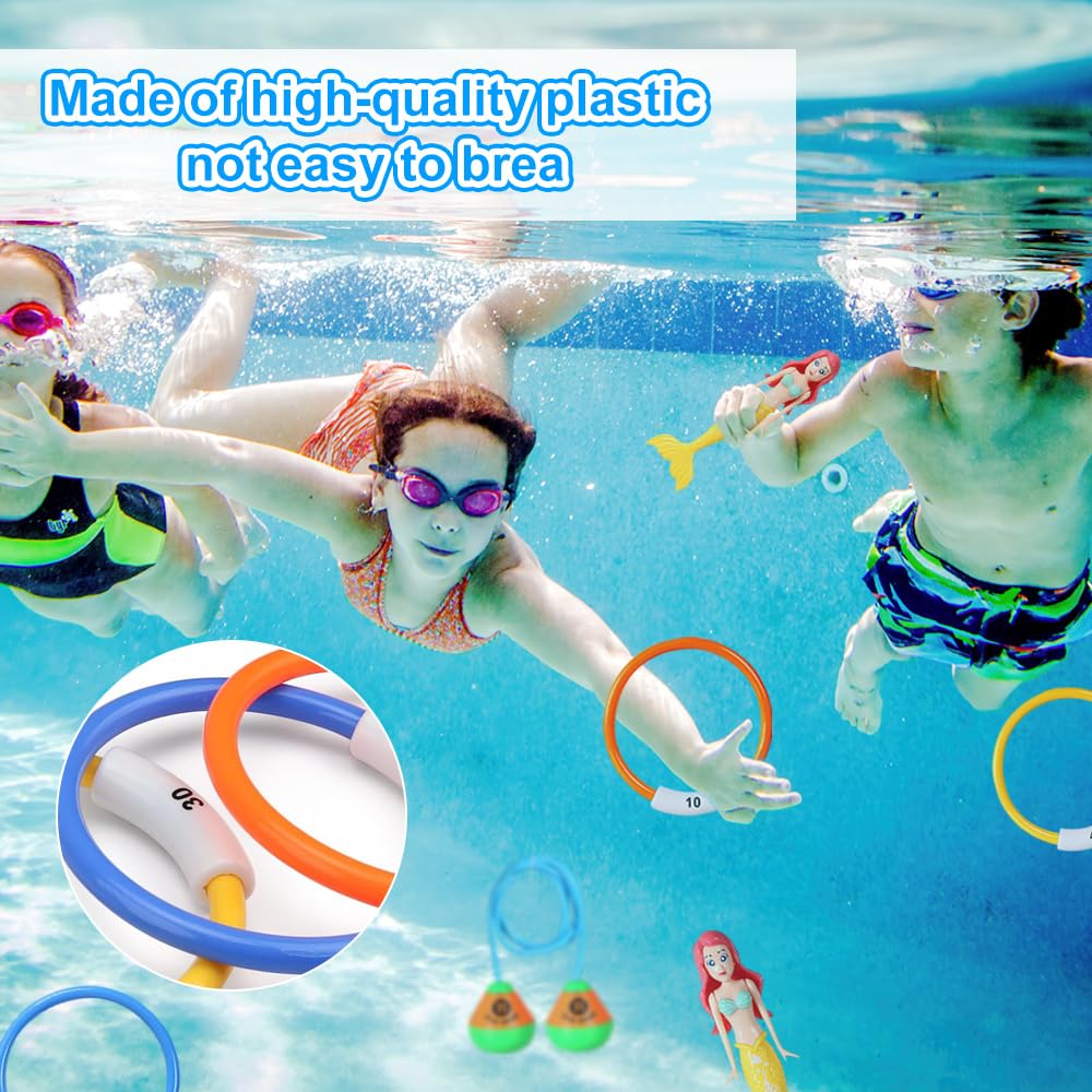 **YANGUN 10-Pack Diving Toys Set for Kids & Adults – Swimming Pool Games, Underwater Training Rings with Diving Door – Perfect for Summer Pool Parties, Swim Lessons & Family Fun**