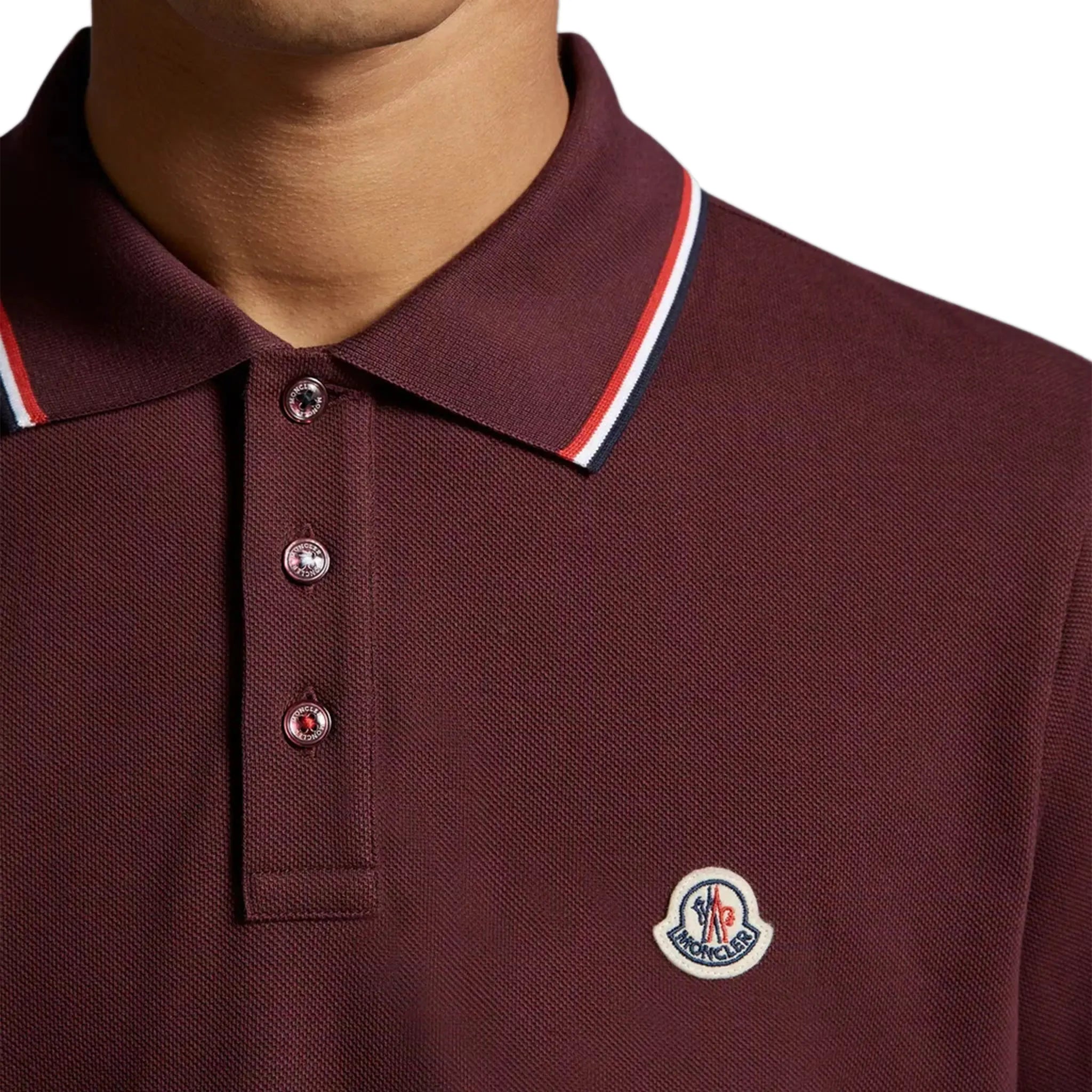 Moncler Men's Burgundy Polo Shirt - Classic Cotton Short Sleeve Casual Shirt for Golf, Business & Summer Wear