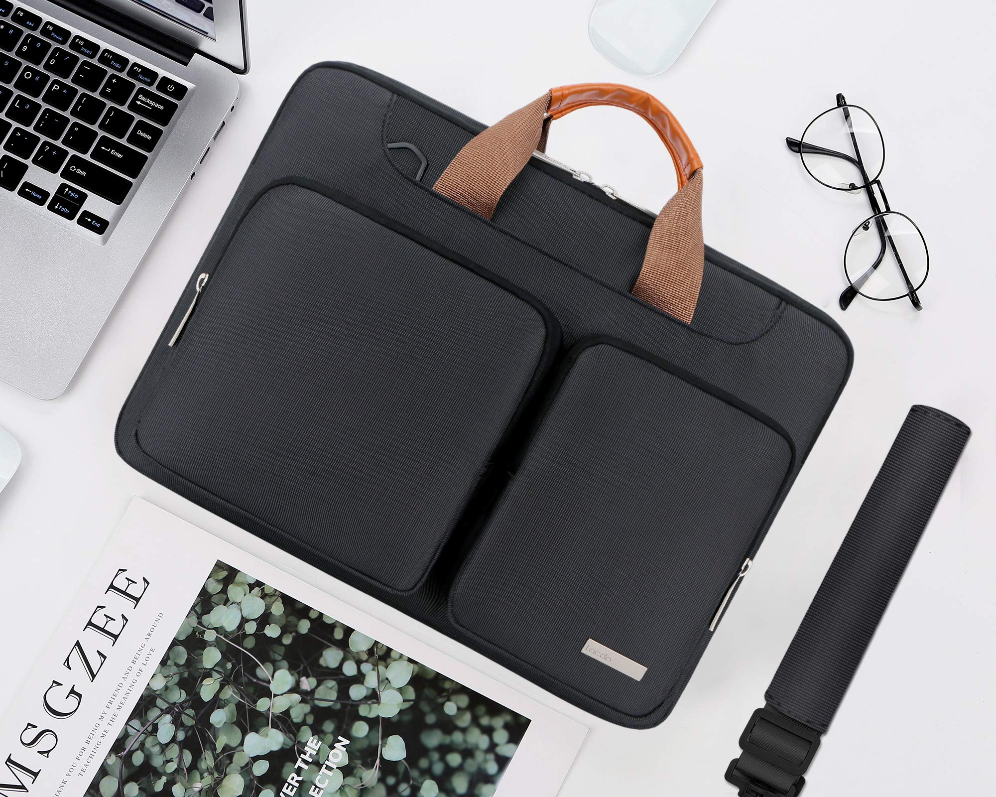 Lacdo 360° Protective Laptop Sleeve Case for MacBook Pro/Air, Notebook & Netbook - Waterproof Shoulder Bag with Padded Compartment (Perfect for Work, School & Travel)