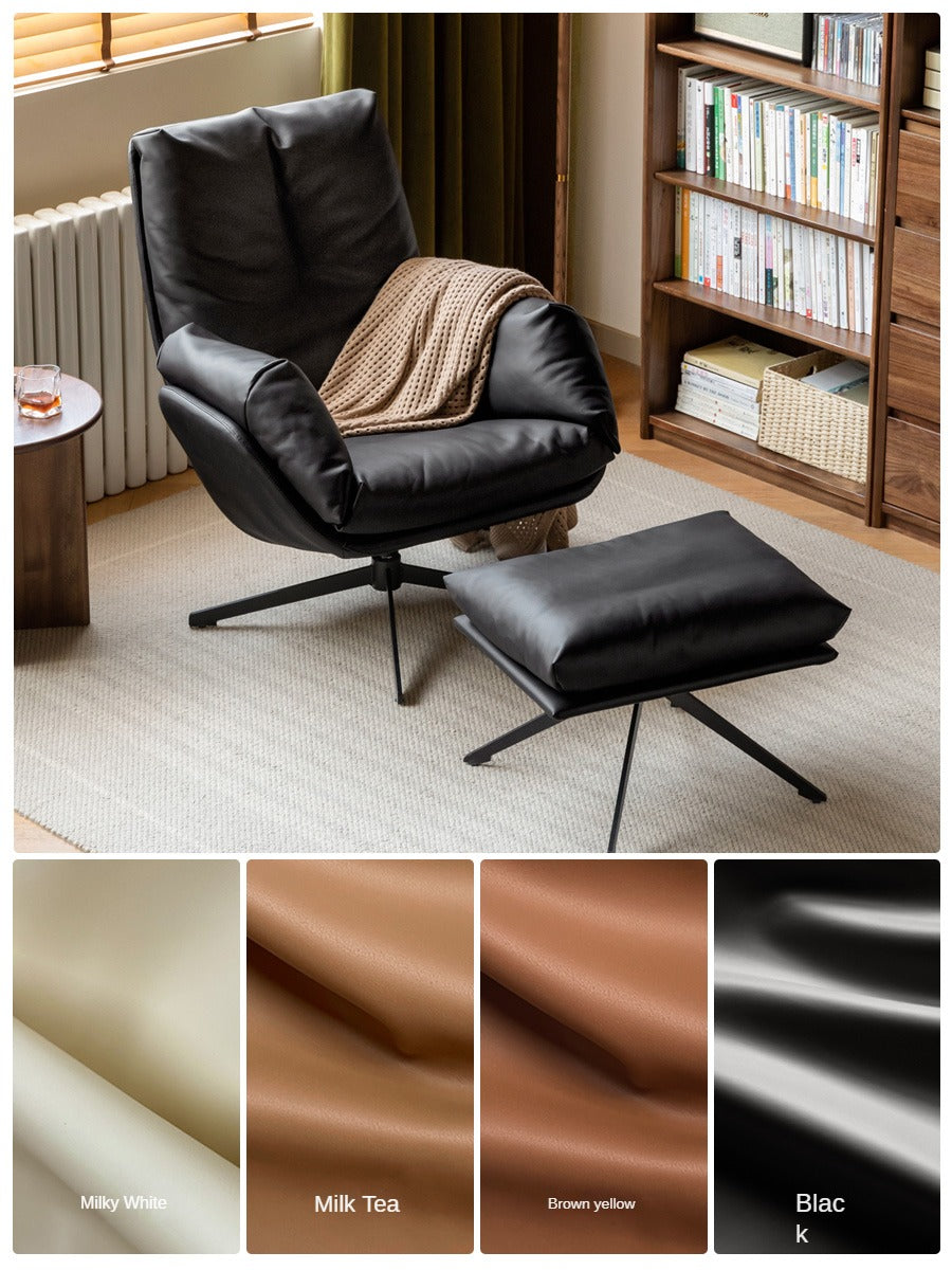 Luxury Italian Organic Leather Swivel Sofa Chair - Modern Living Room, Office & Lounge Seating for Home Decor