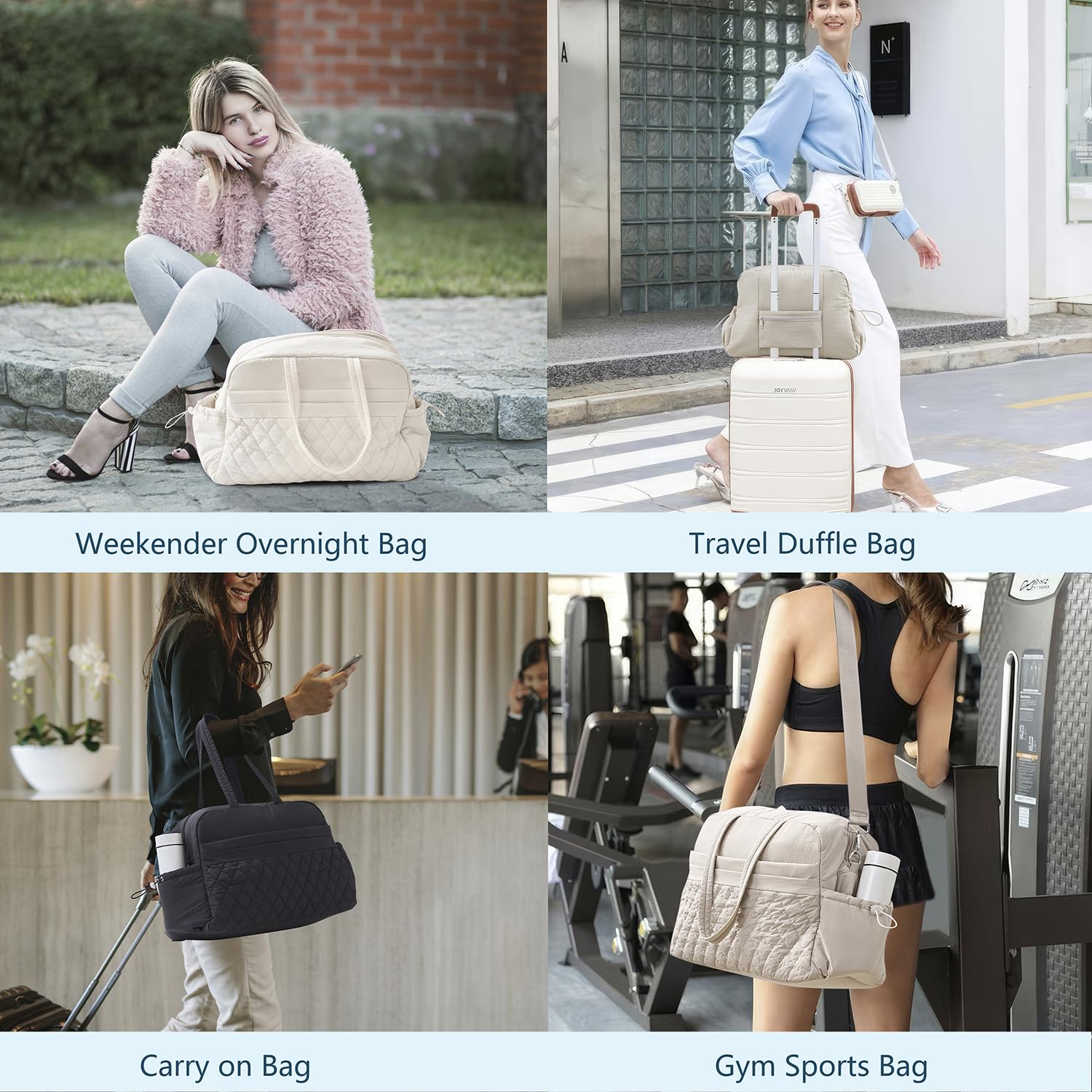 Waterproof Women's Duffle Bag - TSA Approved Carry On Gym Bag with Wet Pocket, Lightweight Travel Weekender Overnight Bag for Workout, Hospital, Business Trip (16.5x7.5x11 Inches, Black) | Perfect for Gym, Yoga, Beach Vacation & Business Travel