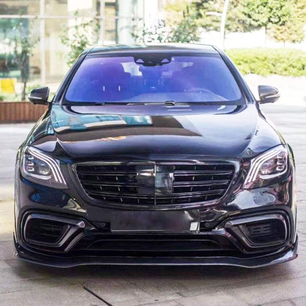 Carbon Fiber Front Bumper Air Vent Covers for Mercedes Benz S Class W222 S63 S65 AMG (2018-2019) | Bumper Extension Flaps & Apron Vent Trim Mesh | Enhances Aerodynamics & Sporty Look for Street Racing & Car Shows