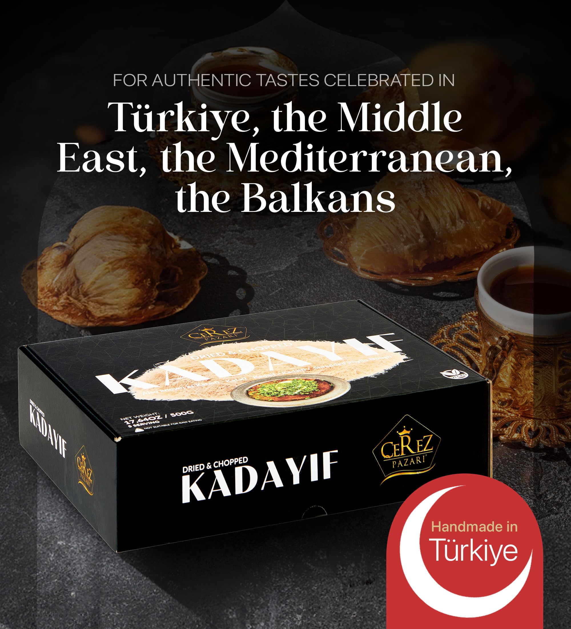 Premium Kataifi Shredded Phyllo Dough (1.1 lb) - Authentic Middle Eastern Pastry for Kunafa, Knafeh & Baklava - Perfect for Dubai Chocolate Bars, Pistachio Desserts & Sweet Treats - Raw, Dried & Ready to Use for Home Baking & Restaurant Recipes