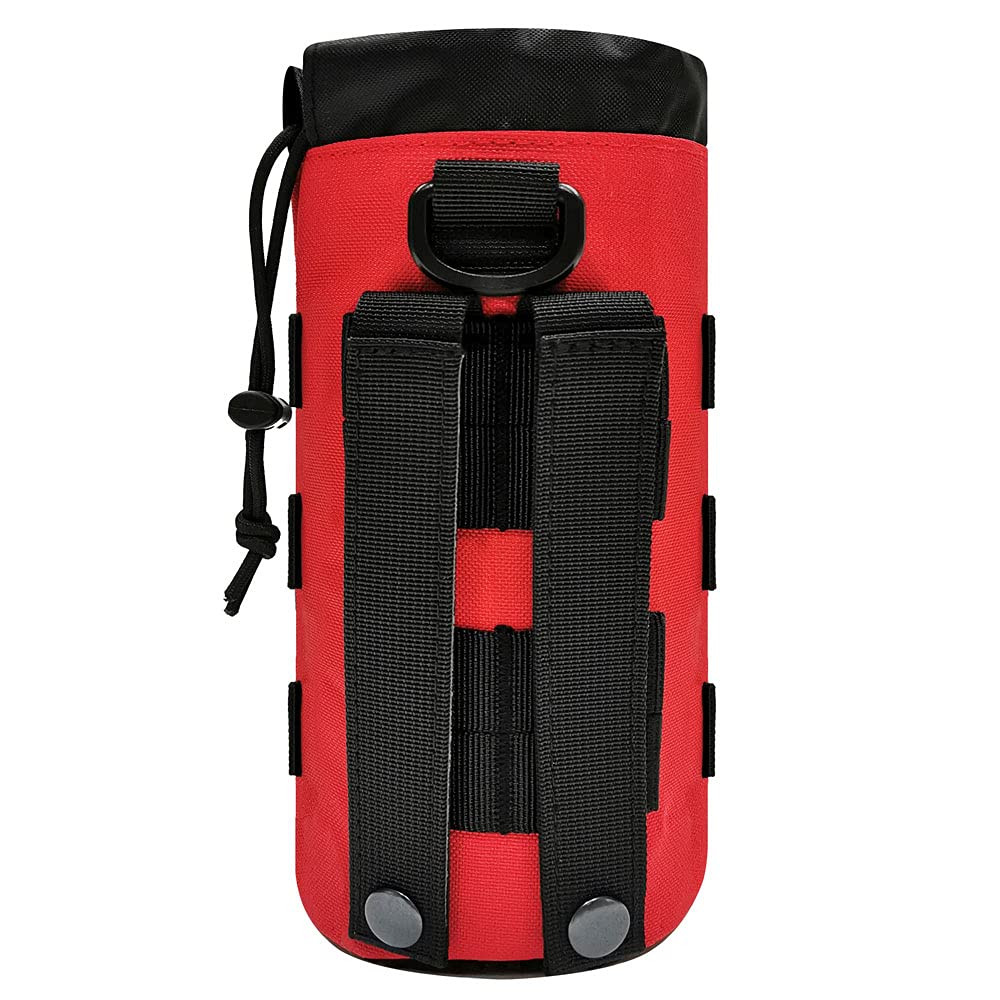 Upgraded 1000D Nylon MOLLE Water Bottle Pouch - Durable Drawstring Mesh Bottom Holder for Backpack, Running, Hiking & Outdoor Camping Gear | Perfect for Tactical Backpacks, Military Use & Adventure Sports