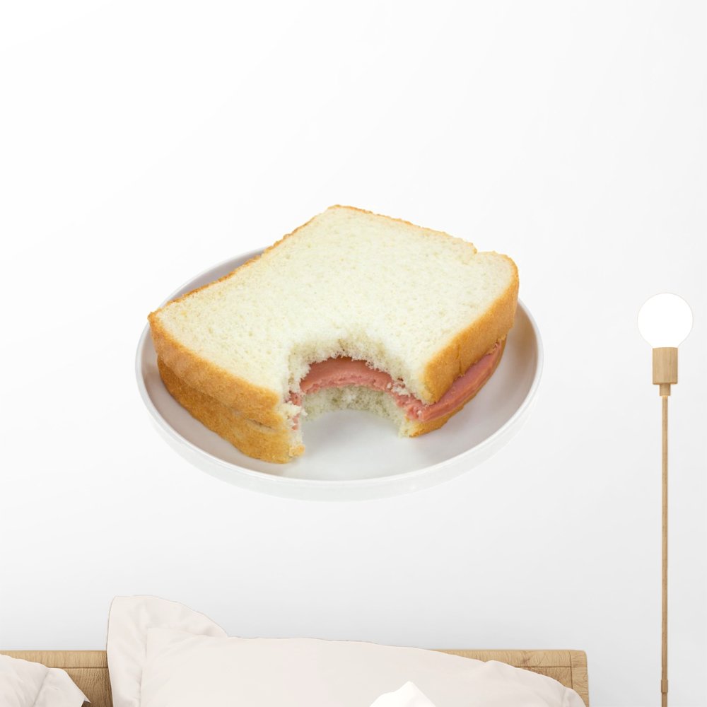 Wallmonkeys Peel and Stick Wall Decal - Bitten Baloney Sandwich on White Bread Graphic (18
