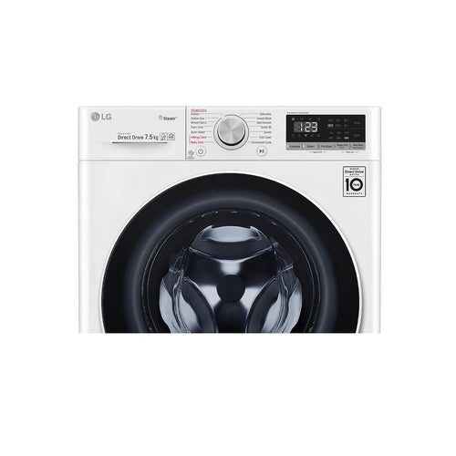 LG WV5 1275W 7.5kg Front Load Washing Machine with Steam Function - Energy Efficient, Quiet Operation for Apartments & Small Homes - Perfect for Laundry Rooms & Compact Spaces