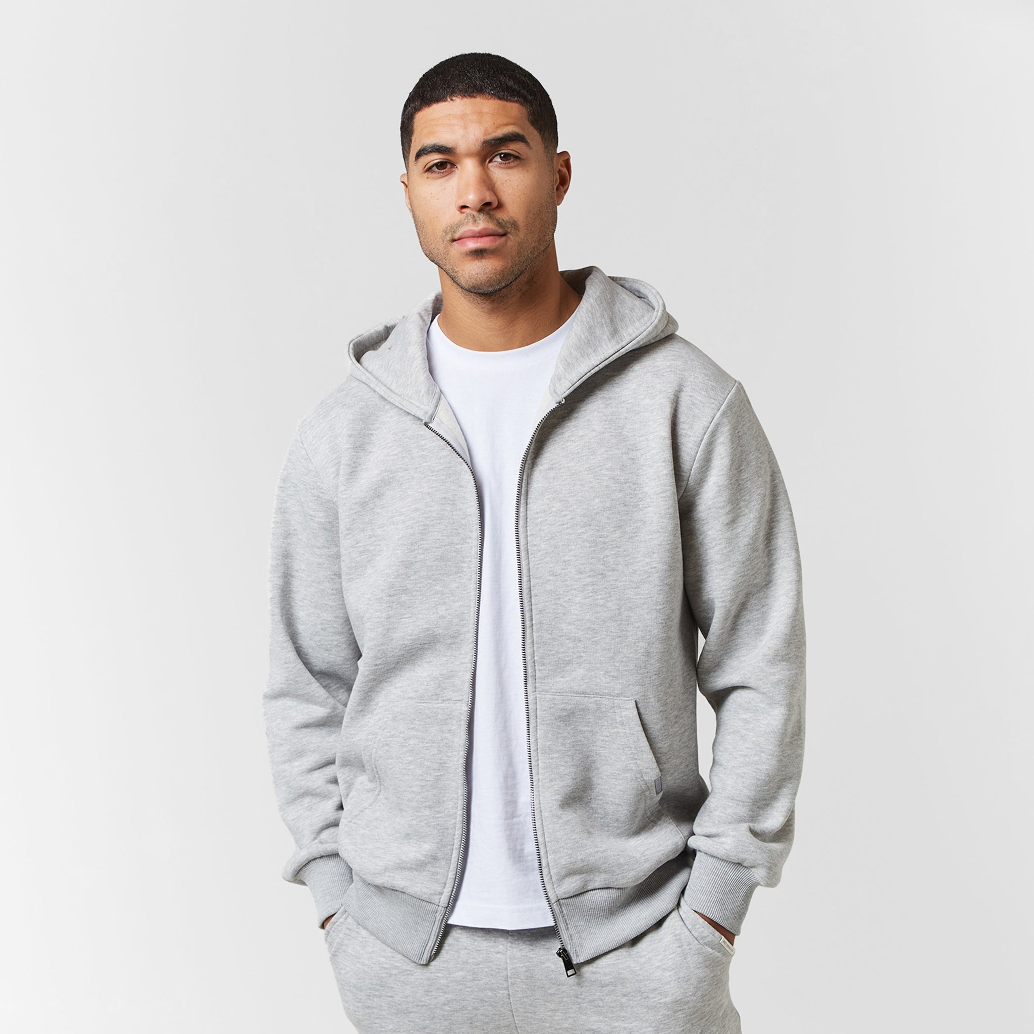 Cozy Full Zip Hoodie for Men & Women - Soft Grey Marl Pullover | Perfect for Casual Wear, Gym, and Outdoor Activities