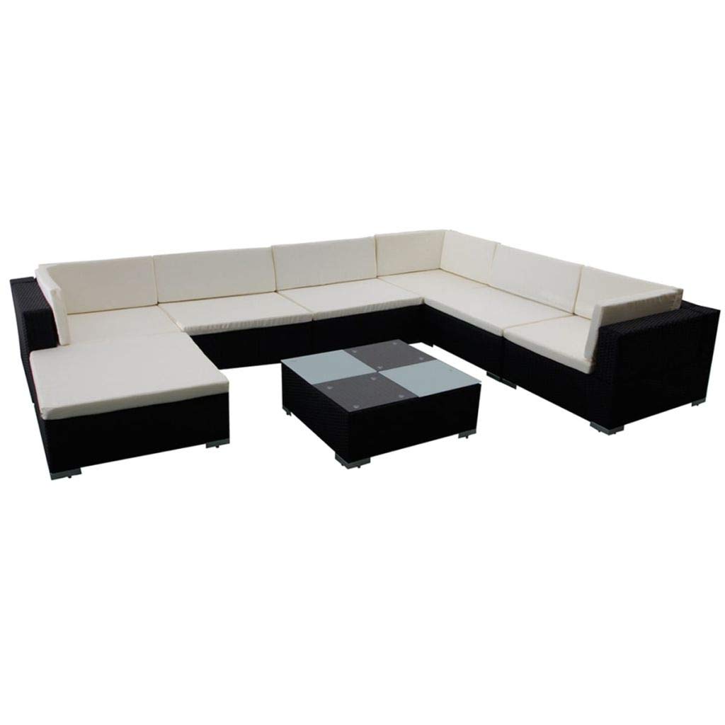 8-Piece Patio Sofa Set with Cushions - Wicker Rattan Outdoor Furniture for Garden, Poolside & Backyard - Includes Lounge Chairs & Coffee Table - Weather-Resistant Conversation Set