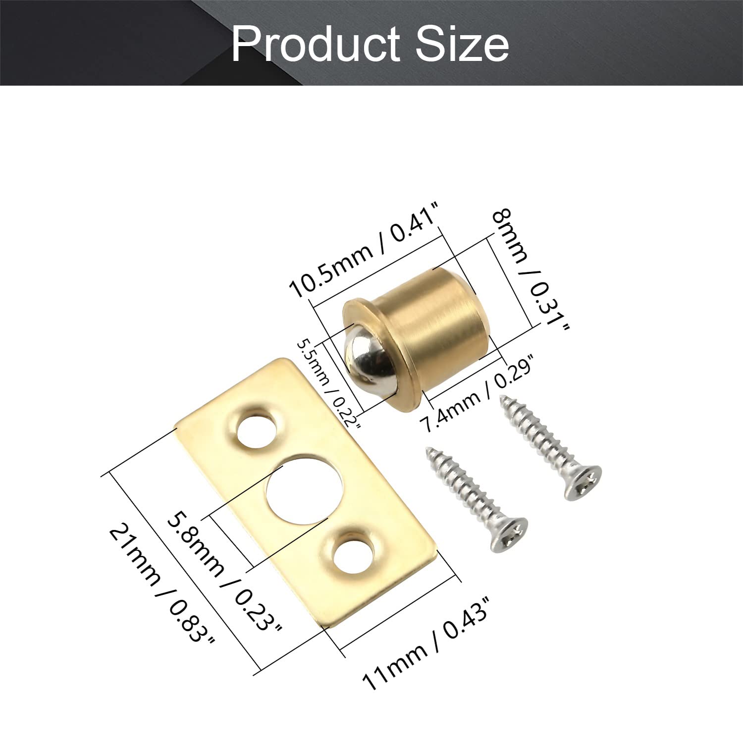 **MroMax 5Pcs Brass Ball Catch for Closet Doors - 0.31