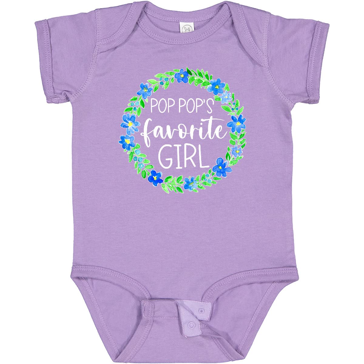 Inktastic Pop Pop's Favorite Girl Blue Floral Wreath Baby Bodysuit - Cute Infant Onesie for Grandparents Day, Family Photos & Special Occasions