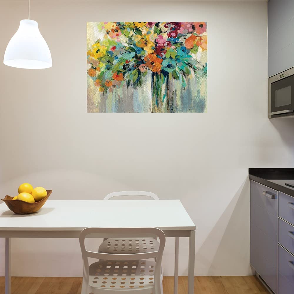 Silvia Vassileva Floral Fine Art Canvas Print - Cloud of Flowers Wall Decor for Living Room, Bedroom, Office - Ready to Hang 43x32 inches - Perfect for Home, Kitchen, Bathroom & Dining Room Decor