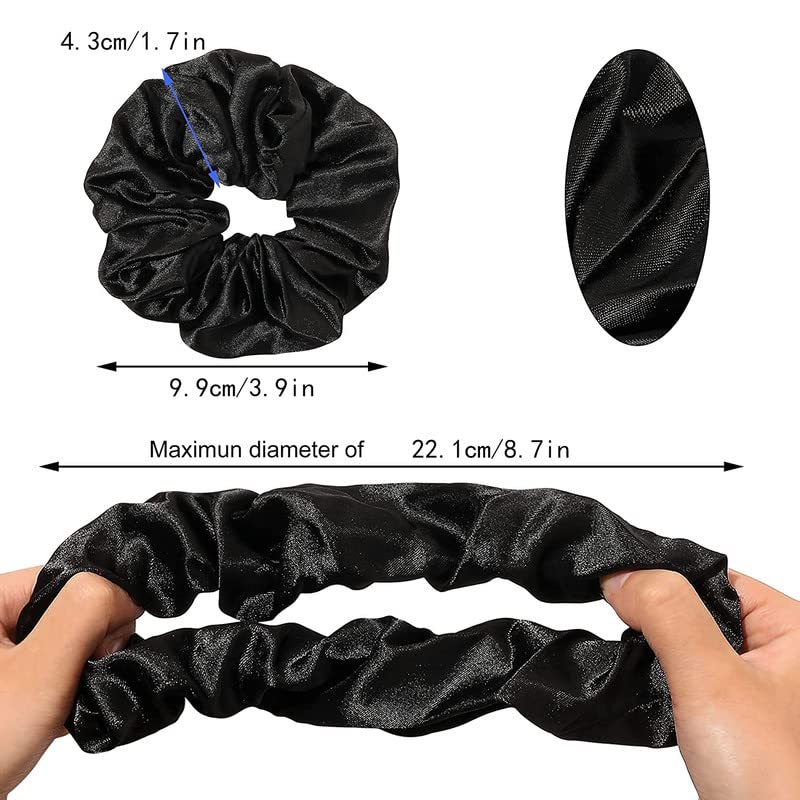 Silk Satin Scrunchies for Women - Soft No Damage Hair Ties, Elastic Ponytail Holders for Thick & Curly Hair (Set of 5) - Perfect for Workouts, Office, and Everyday Styling