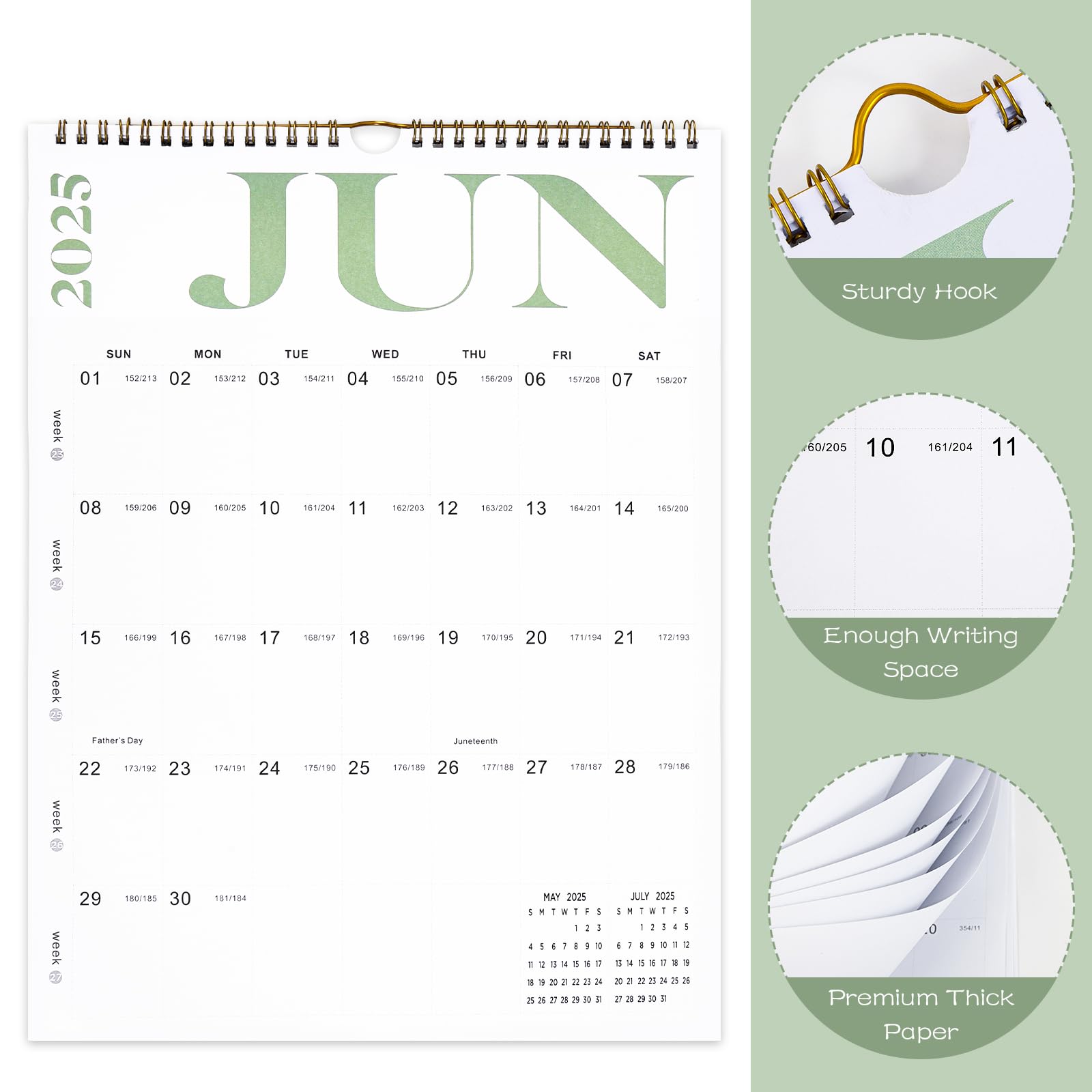 BORN FAIR 2024-2025 Wall Calendar - 18 Month Planner from July 2024 to December 2025 with Julian Dates, Large 14