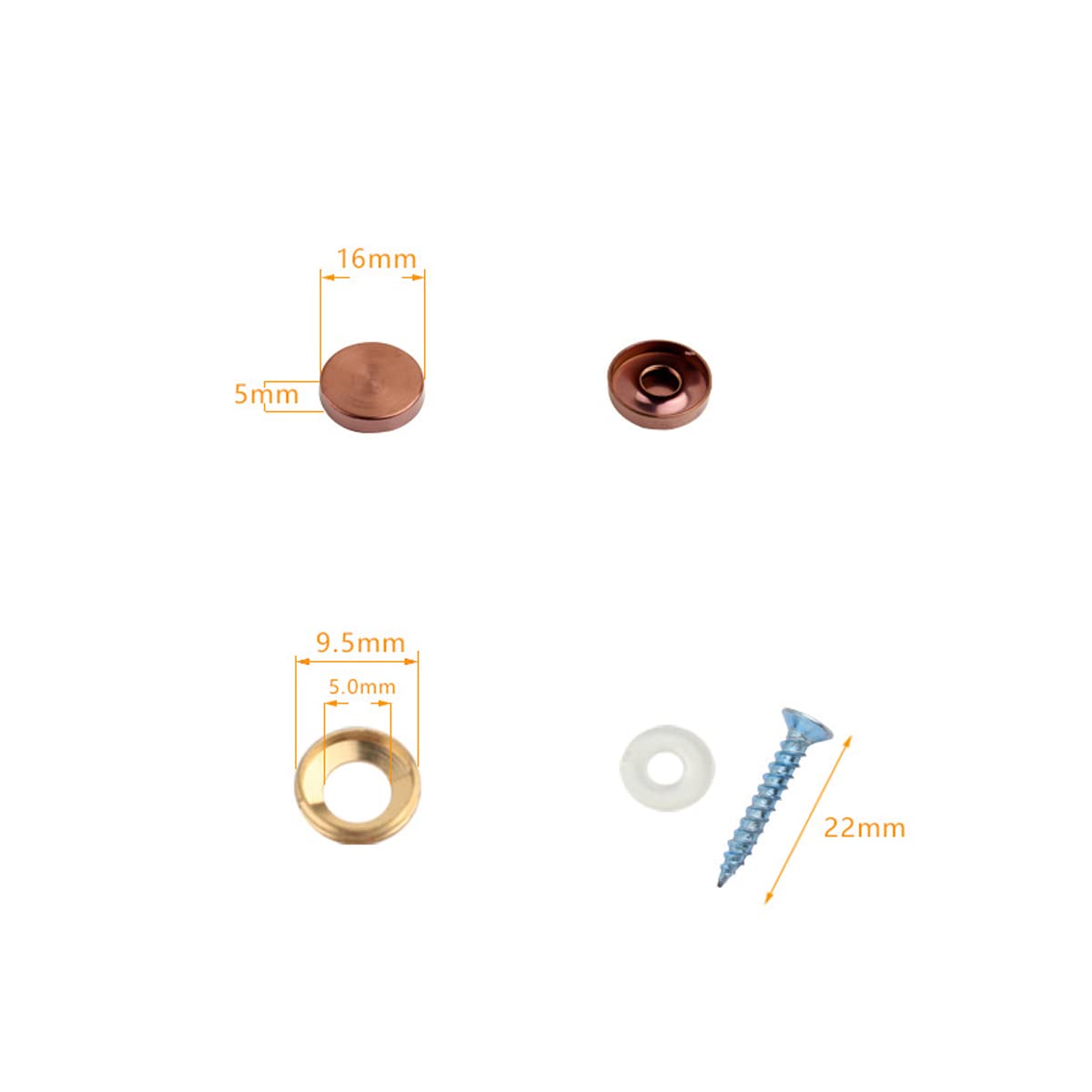 8PCS 304 Stainless Steel Mirror Screws - 16mm Rose Gold Decorative Cap Nails for Signage, Advertising & Home Decor (Perfect for Wall Mirrors, Name Plates & Retail Displays)