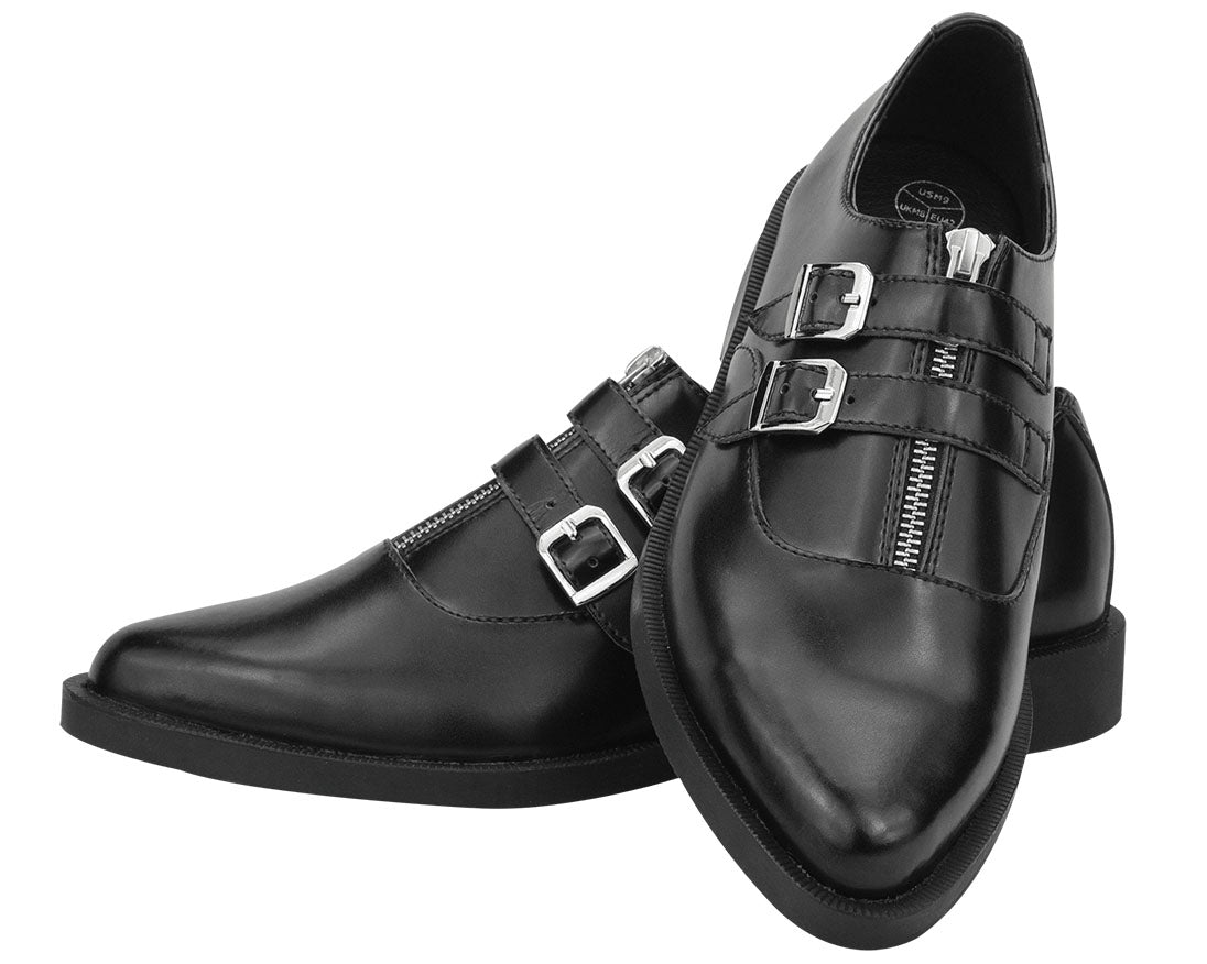 T.U.K Black Zip 2 Buckle Jam Shoe - Punk Rock Ankle Boots for Women & Men - Perfect for Concerts, Night Out & Alternative Fashion