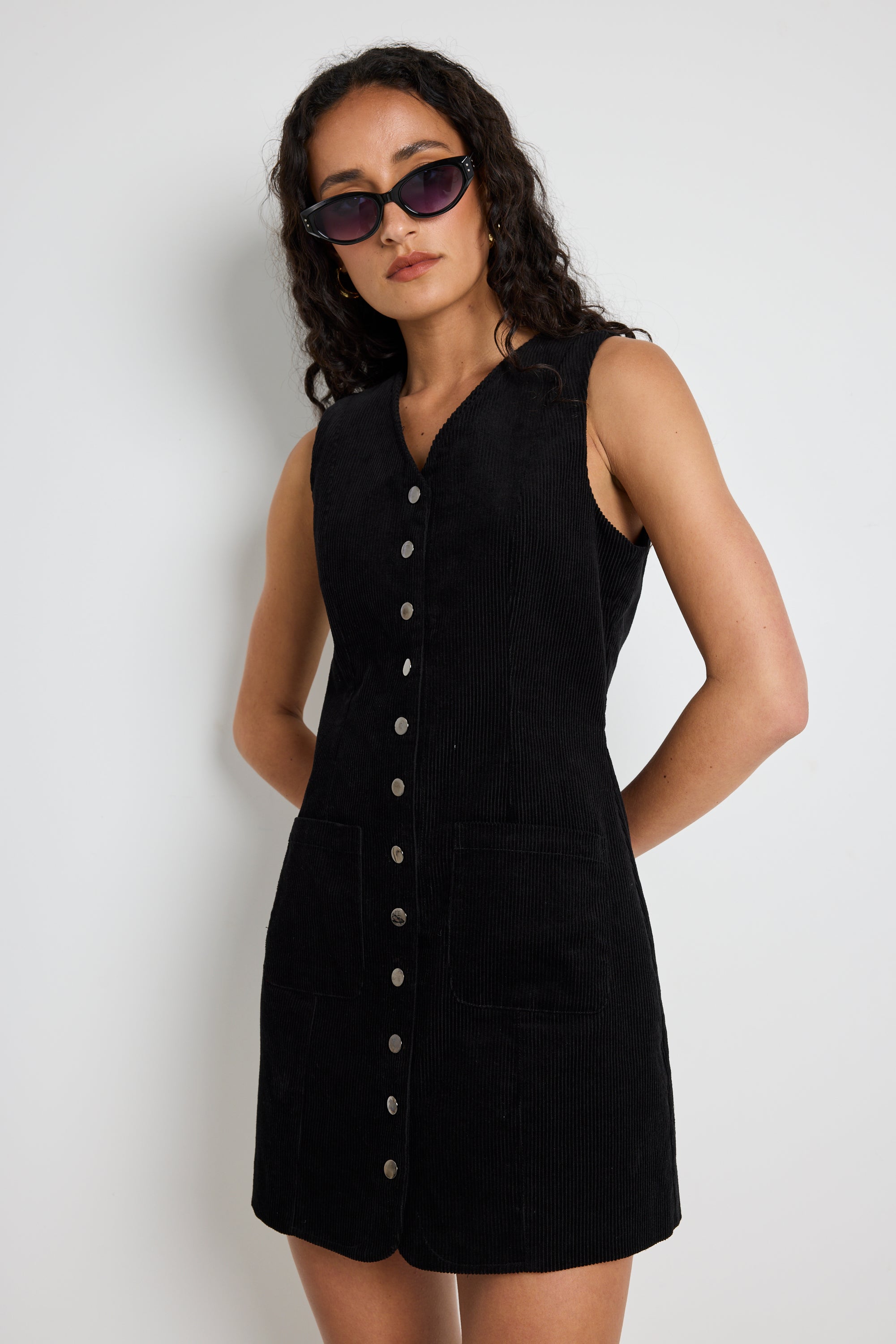 Stylish Black Cord Mini Vest Dress for Women - Perfect for Casual Outings, Parties & Date Nights