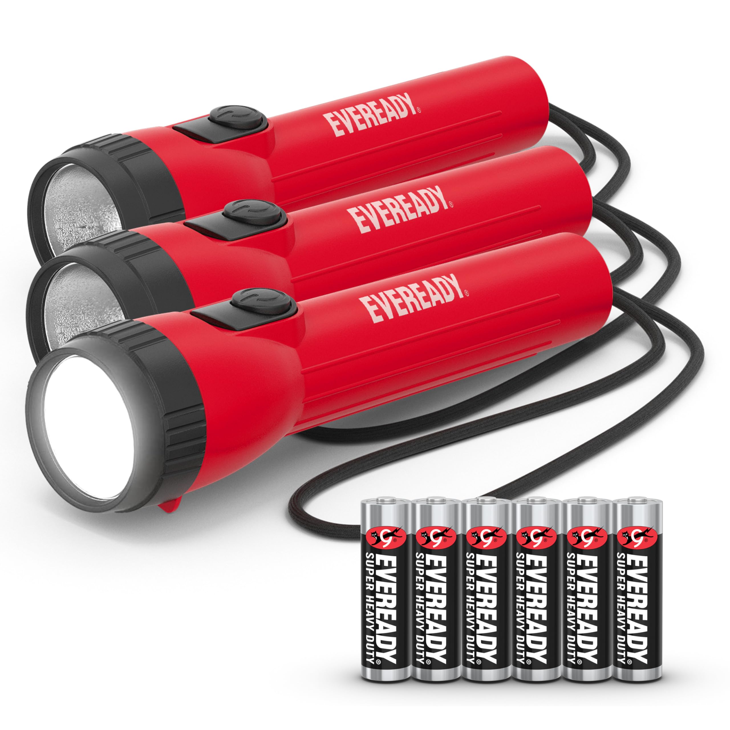 EVEREADY LED Flashlights 3-Pack - Ultra Bright 300 Lumens Flash Light for Emergency, Camping, Hiking & Power Outages - Water-Resistant, Durable & Compact - Includes AA Batteries - Perfect for Home Safety Kits, Outdoor Adventures & Nighttime Use