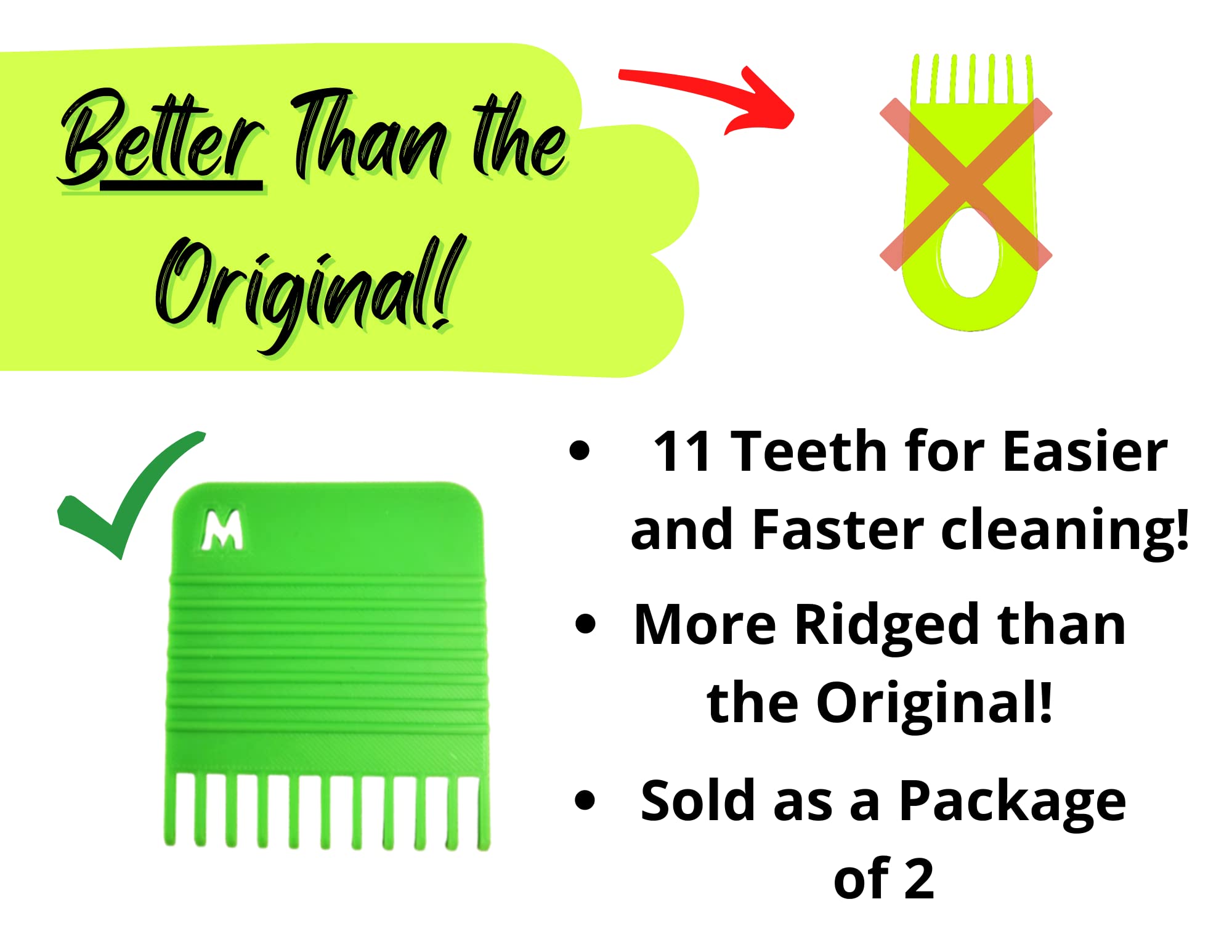 Mueller Vegetable Chopper Cleaning Tool 2-Pack - 3D Printed Rake & Scraper for Easy Food Processor Cleaning | Perfect for Kitchen, Meal Prep & Dishwashing