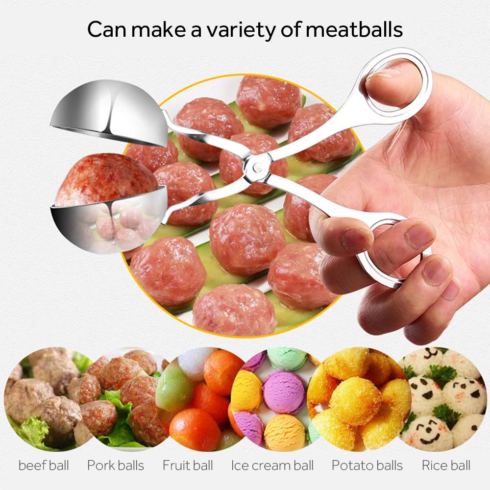 2PCS Stainless Steel Meat Baller & Melon Baller Set - Kitchen Tool for Making Meatballs, Cake Pops, Cookies, Ice Cream & Fruit Balls - Perfect for Baking, Cooking & Food Prep