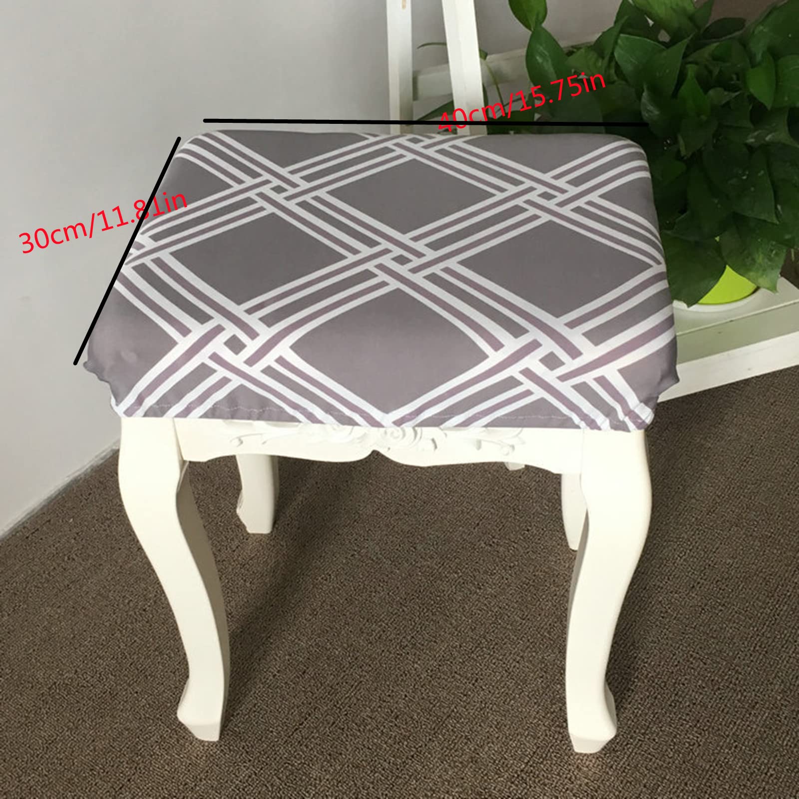 Elastic Rectangle Bar Stool Covers - Stretchable Vanity & Counter Stool Seat Cushion Covers for Kitchen, Dining, and Dressing Room - Fits Square & Saddle Stools (Set of 2) - Waterproof & Non-Slip Home Decor Upgrade