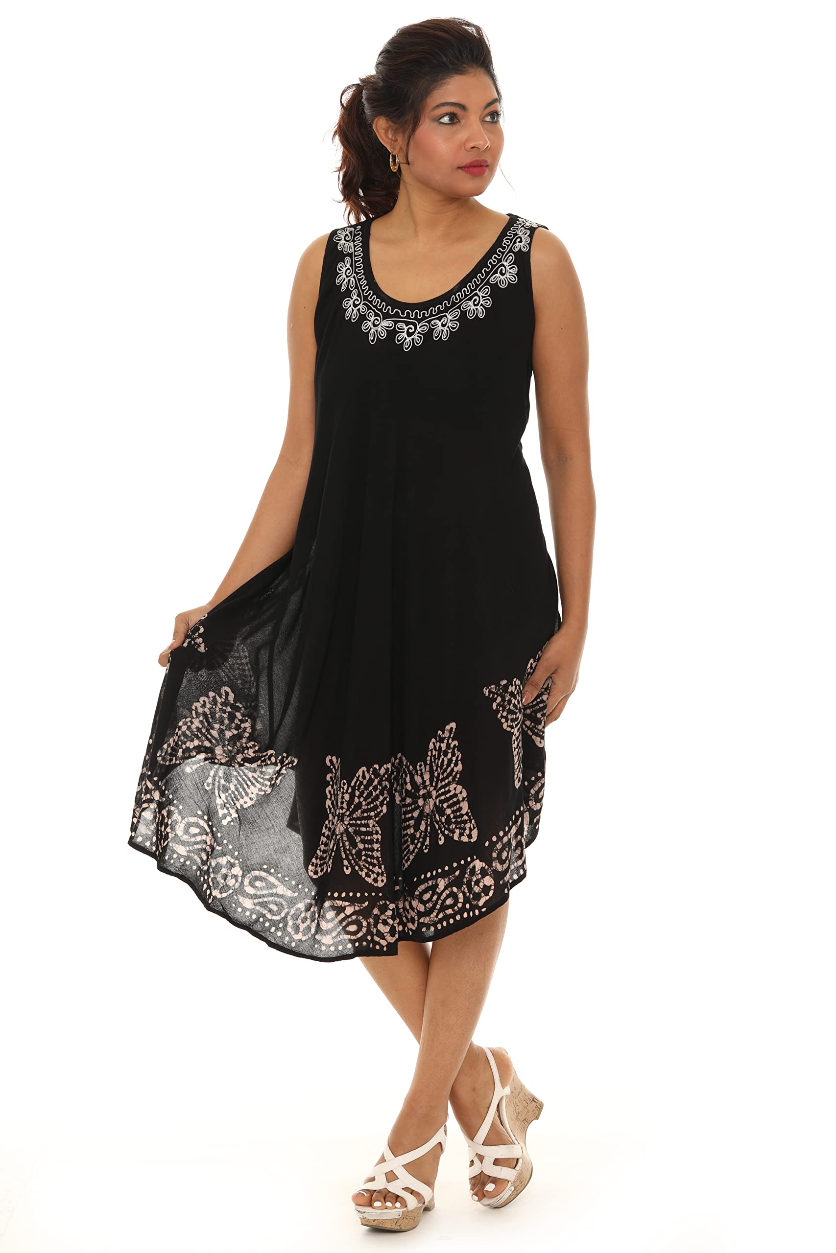 Women's Sleeveless Rayon Sundress - Casual Summer Tank Dress with Solid Color, Perfect for Beach Cover Up, Spring Outfits & Vacation Wear