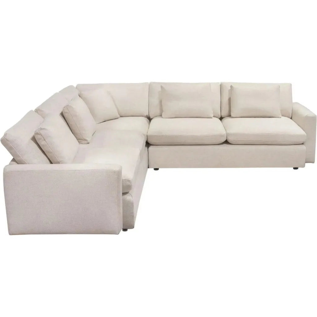 3-Piece Cream Fabric Corner Sectional Sofa Set - Modern L-Shaped Couch for Living Room, Family Room & Small Spaces