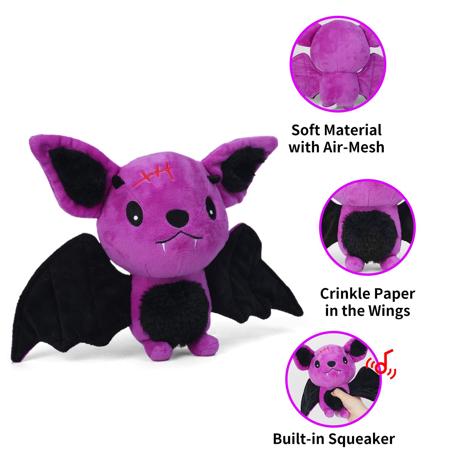 Blnboimrun Interactive Dog Chew Toys for Small, Medium & Large Dogs - Squeaky Plush Puppy Toy with Crinkle Paper, Durable Bat Design for Boredom Relief | Perfect for Playtime, Training & Indoor/Outdoor Fun