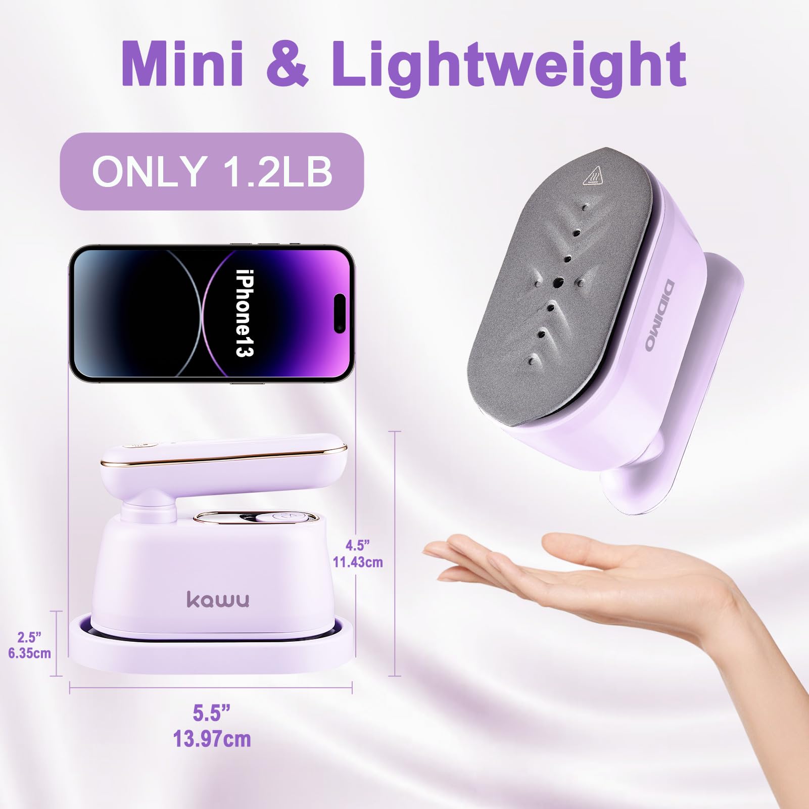 Portable 2-in-1 Dry & Wet Travel Steamer for Clothes - 180° Rotatable Mini Steam Iron - Perfect for Home, Travel, Dorm & School - Ideal Gift & Home Essential (Purple) | Quickly Remove Wrinkles from Dresses, Suits & Delicates Anywhere