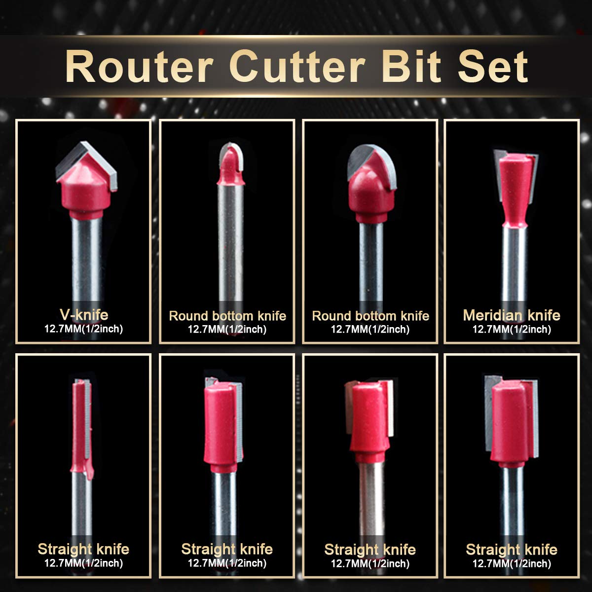 KATUR 15pcs Carbide Router Bit Set, 1/2