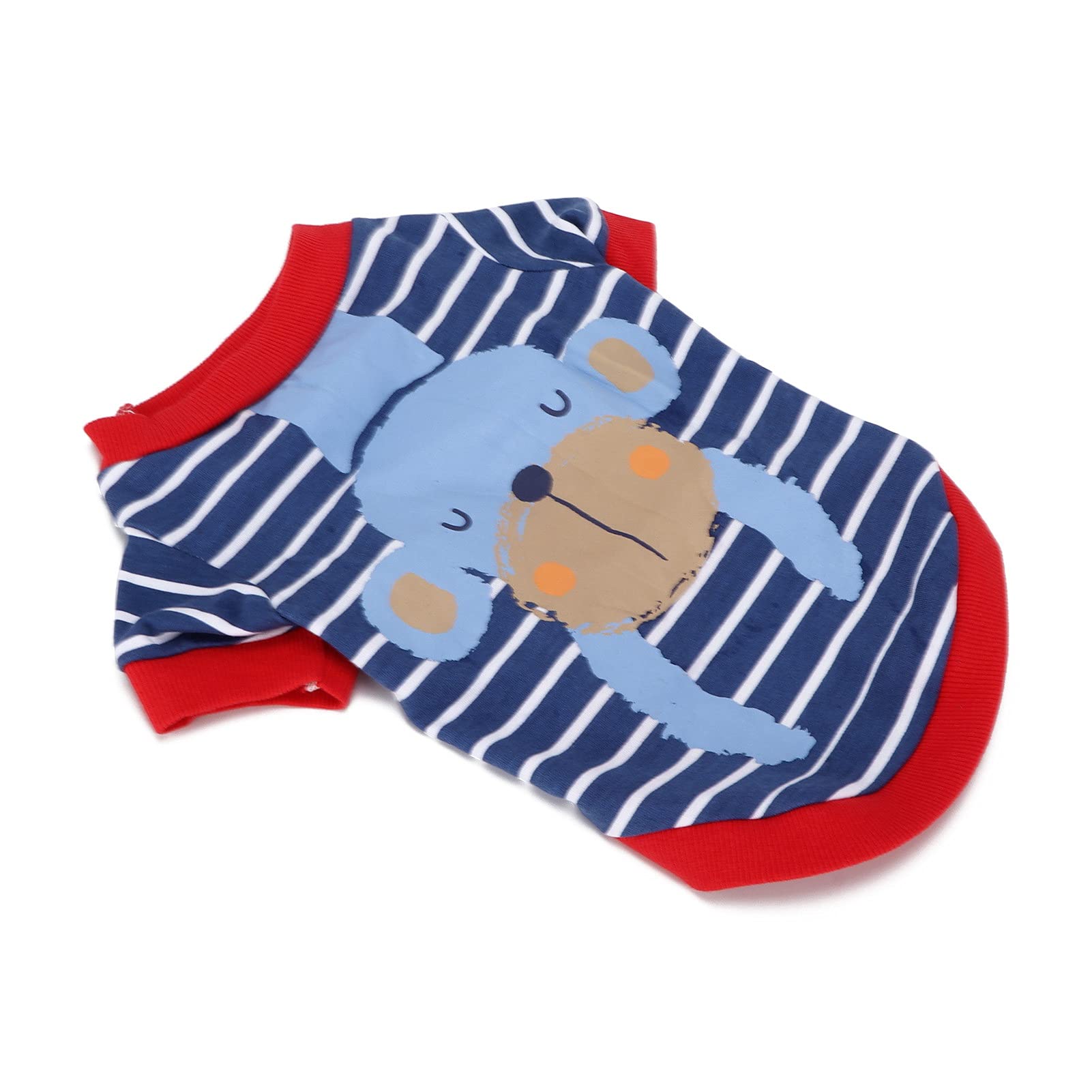 GLOGLOW Striped Puppy Shirt - Soft & Breathable Cotton Dog T-Shirt for Small & Medium Dogs - Dark Blue Stripes, Size M - Perfect for Casual Walks, Pet Parties & Photo Shoots