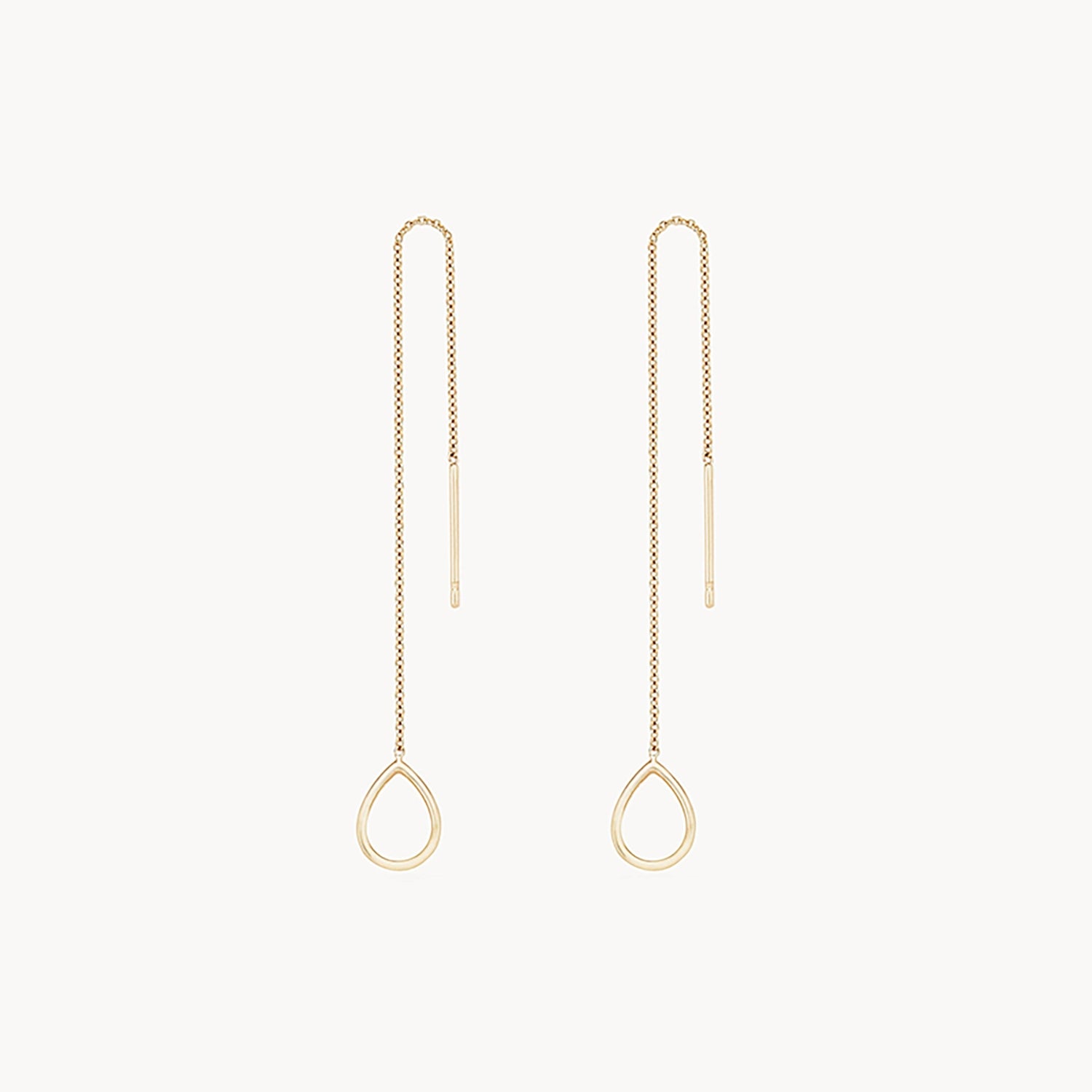 14K Yellow Gold Honey Dipper Dainty Threader Earrings - Elegant Minimalist Jewelry for Everyday Wear & Special Occasions