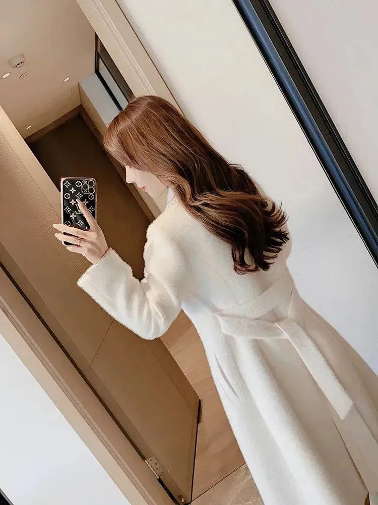 Stylish Women's Wool Wrap Coat - Warm Winter Fashion Outerwear for Office, Dating & Holiday Parties