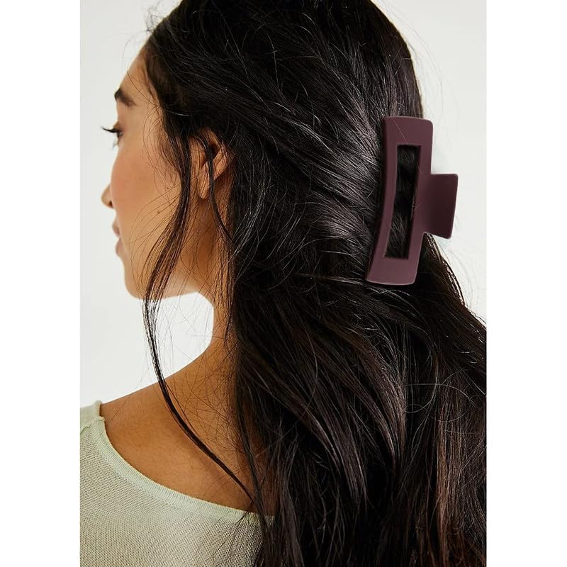 CHRONEX 2PCS Large Rectangle Hair Claw Clips - Non-Slip Hair Clutcher for Women (4.1 Inch) - Neutral Hair Accessories for Thick Hair, Ponytails & Updos - Perfect for Work, Gym & Everyday Styling