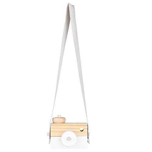 ViaGasaFamido Wooden Mini Camera Toy - Safe Natural Baby Kids Room Decor, Cute Hanging Camera for Nursery & Playroom - Perfect Birthday Christmas Holiday Gift (White) | Great for Baby Showers, Nursery Decor & Early Learning Play