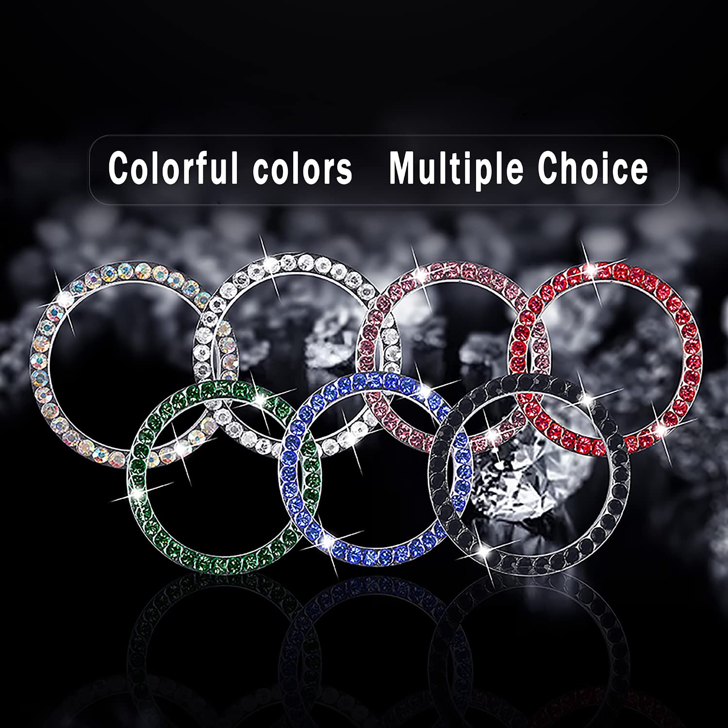 Bling Car Ring Emblem Sticker - Sparkling Push Start Button Cover & Key Ignition Starter Decoration (Red) - Perfect for Car Interior Customization & Luxury Vehicle Accessories