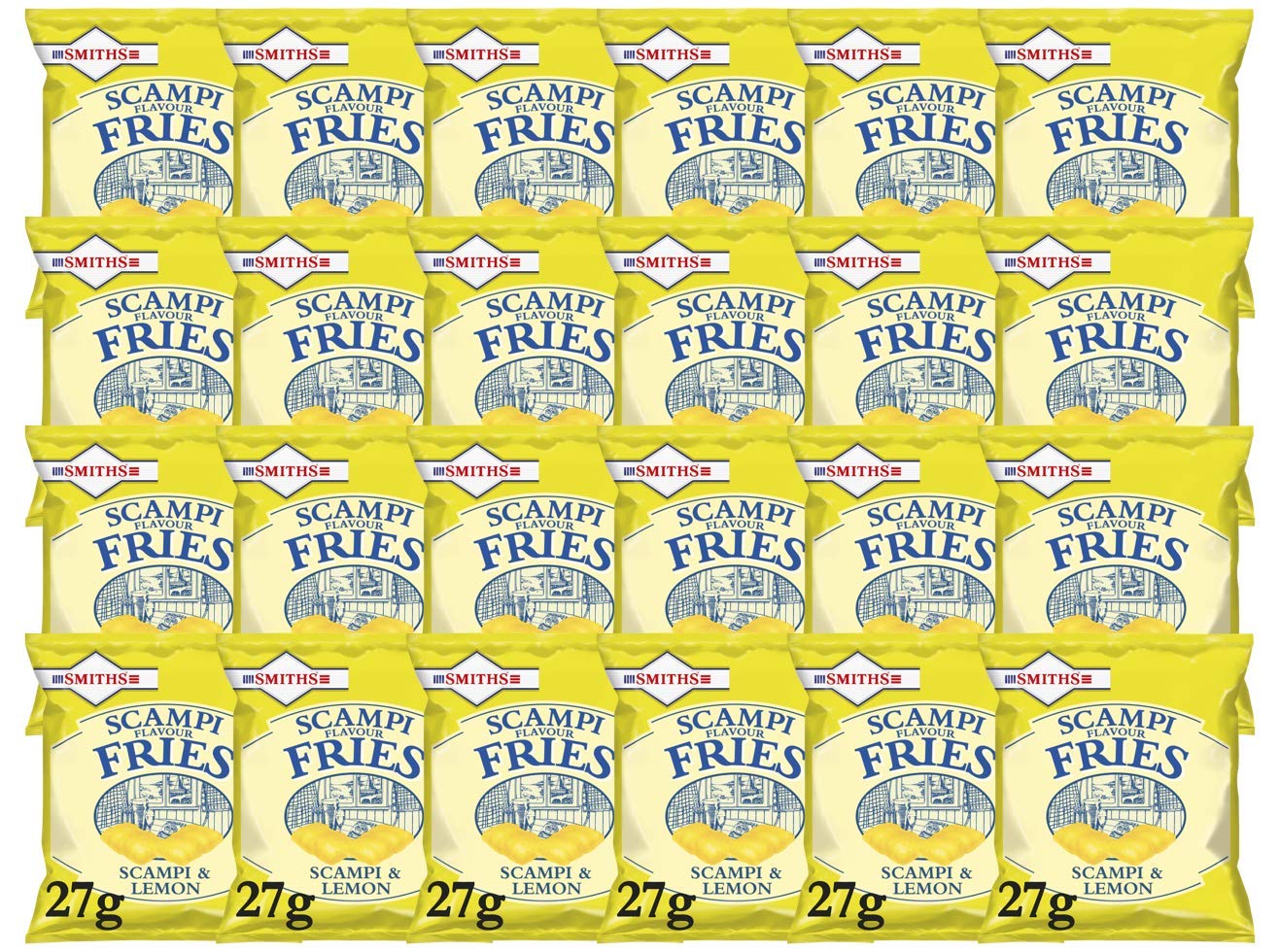 Smith's Scampi & Lemon Flavored Fries - Pub Style Savory Snacks, 27g (24 Pack) | Perfect for Parties, Game Nights & Office Snacking