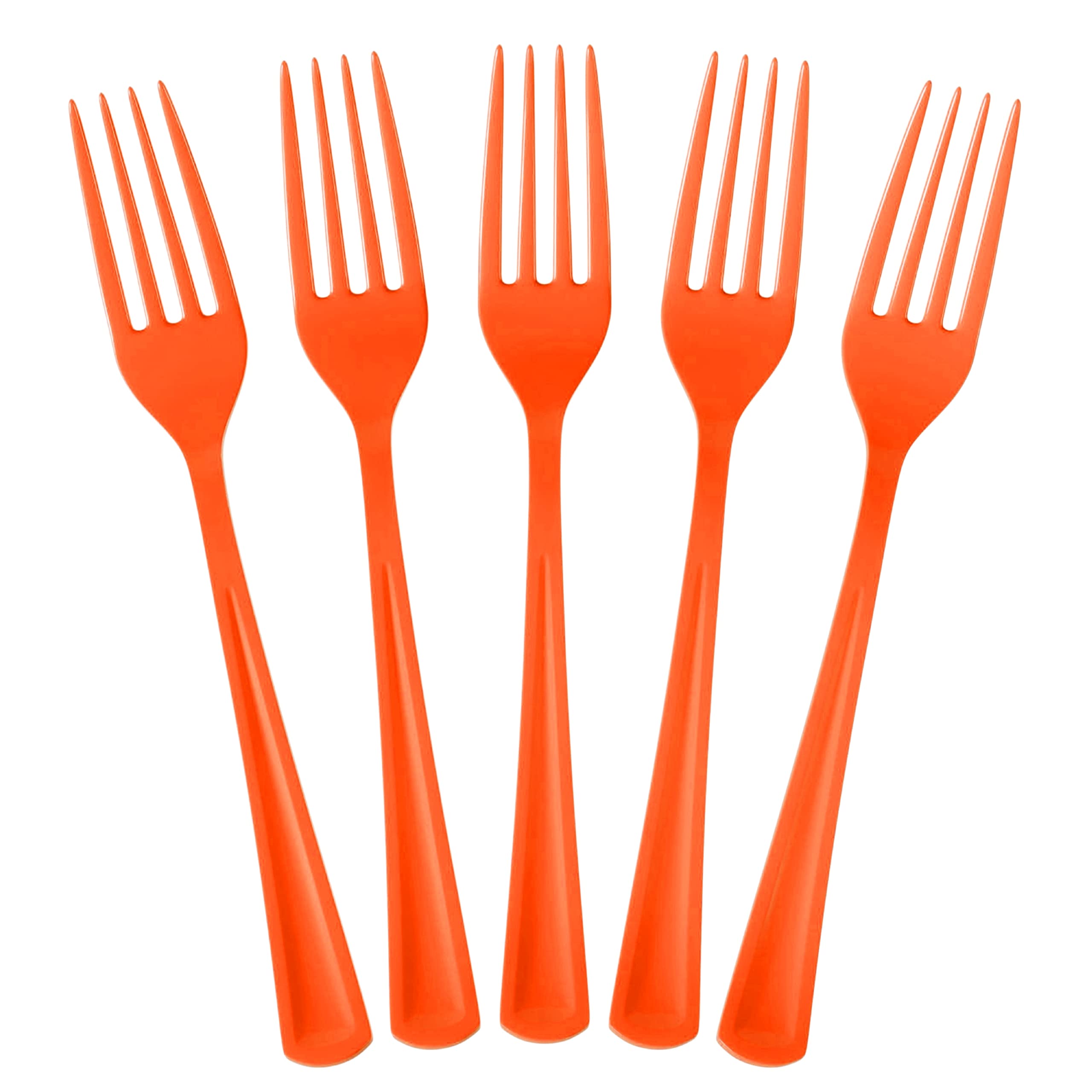 100-Pack Heavy Duty Orange Plastic Forks - Disposable Cutlery Set for Parties, Picnics, BBQs & Outdoor Events - Durable Flatware for Catering, Events & Home Use