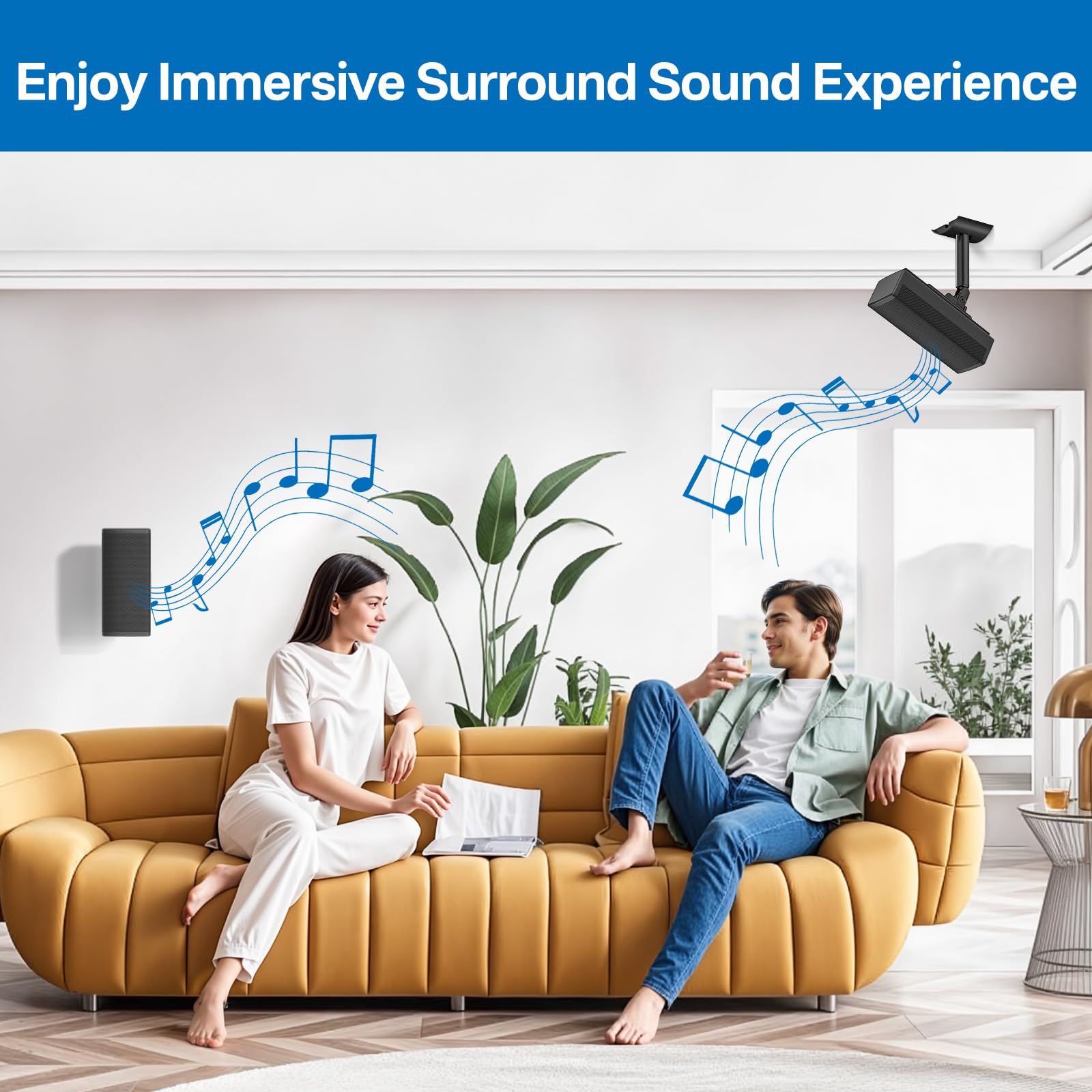 **Adjustable Bose Speaker Wall Mount Bracket - Compatible with Bose UB-20 Series II, SoundTouch, CineMate, Lifestyle & Acoustimass Speakers - Black - Perfect for Home Theater & Surround Sound Setup**