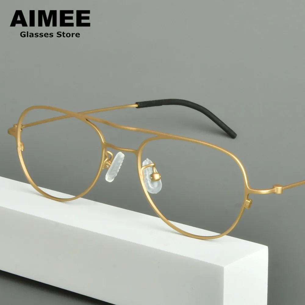 Aimee Unisex Full Rim Oval Double Bridge Titanium Eyeglasses Frame 14507 - Lightweight Durable Glasses for Men & Women - Perfect for Reading, Working & Daily Wear