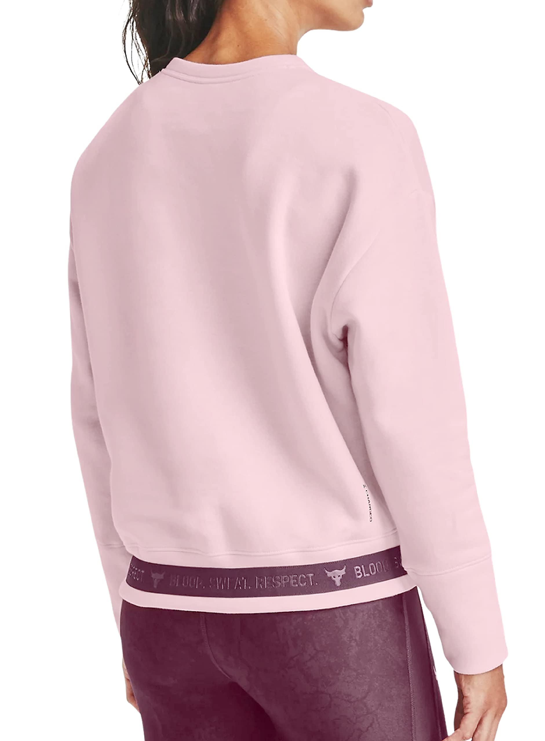 Under Armour Women's Charged Fleece Crew Active Shirt Top - Soft Warm Workout & Lounge Wear for Running, Yoga & Casual Outfits (Rosewater/Level Purple-643, Medium)